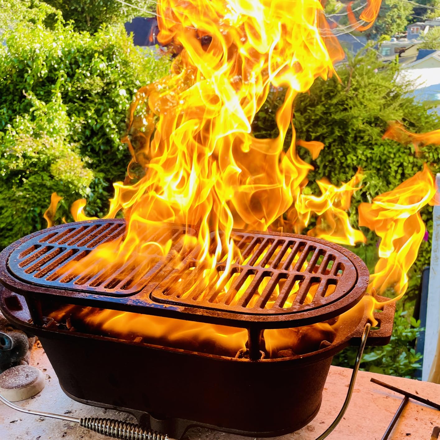 VIVOHOME Rectangle Cast Iron Charcoal Grill with Double-Sided Grate | Portable Outdoor BBQ Grill, Compact Tabletop Grill Stove customer photo 2