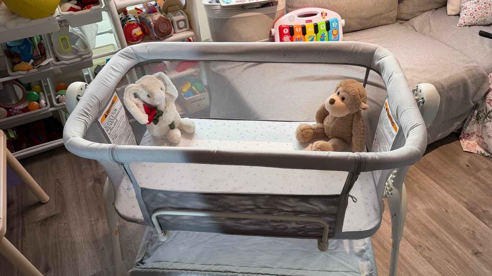 HARPPA Cuddly Sway Baby Bassinet Bedside Sleeper, 3 in 1 Rocking Bassinet | Full Mesh Sides, Premium Fiber Mattress, Cotton Quilted Cover, 5 Adjustable Heights, 360° Swivel Wheels, 3°-7° Incline Range customer photo 1