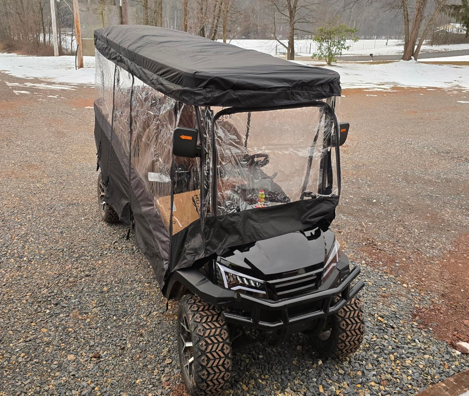 KEMIMOTO Golf Cart Enclosure, 4 Passenger Golf Cart Rain Cover, 600D Waterproof Driving Enclosure with Clear PVC Windshield for Extended Roof Golf Cart customer photo 2