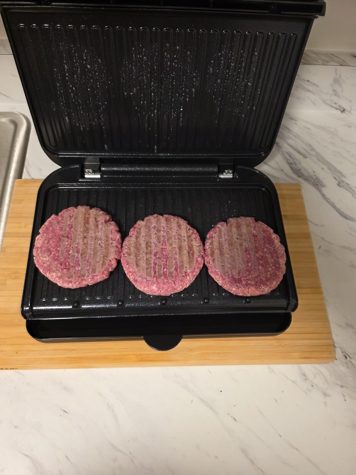 George Foreman Family Grill & Panini Press, Ceramic Nonstick | PFAS-free ceramic grill with adjustable angle, removable drip tray and family-size cooking surface. customer photo 2
