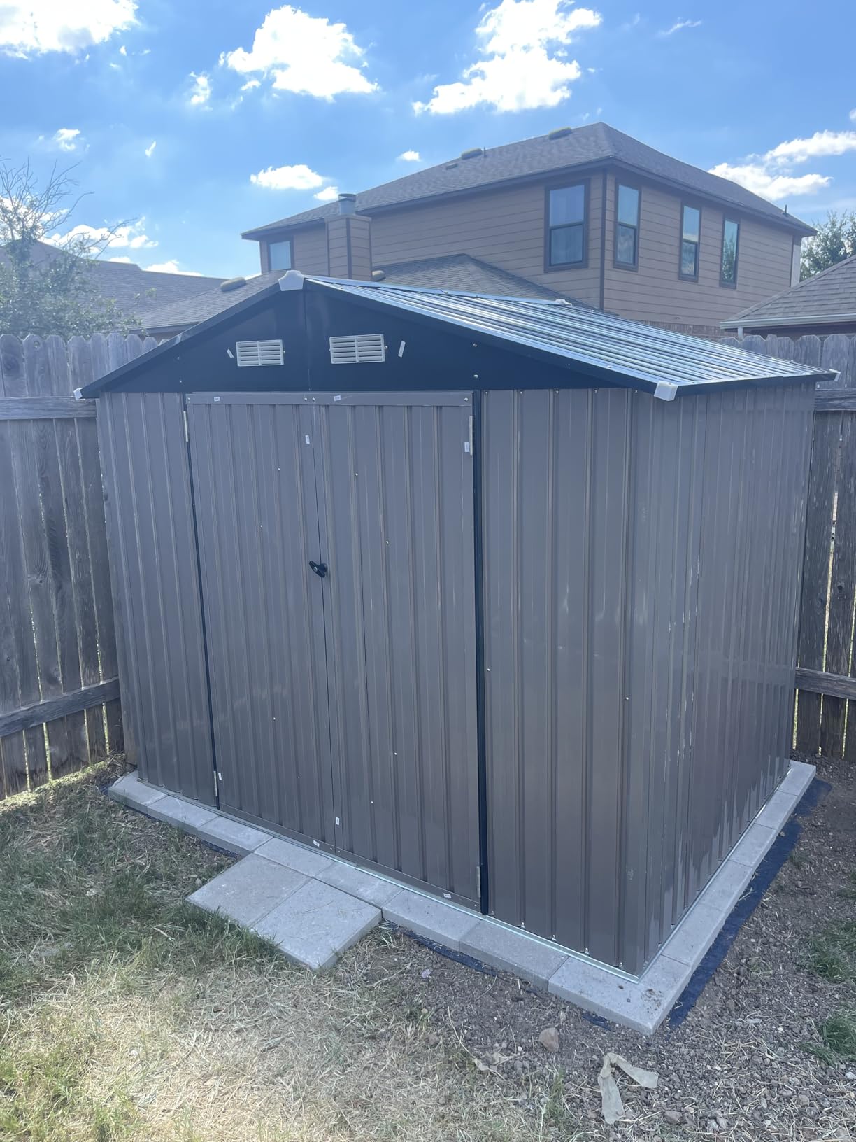 Aoxun 7.3'x5.3' Shed with Floor Galvanized Steel Outdoor Storage Shed Brown | Metal Garden Shed with Double Doors, Moisture-Proof Floor & Ventilation customer photo 2