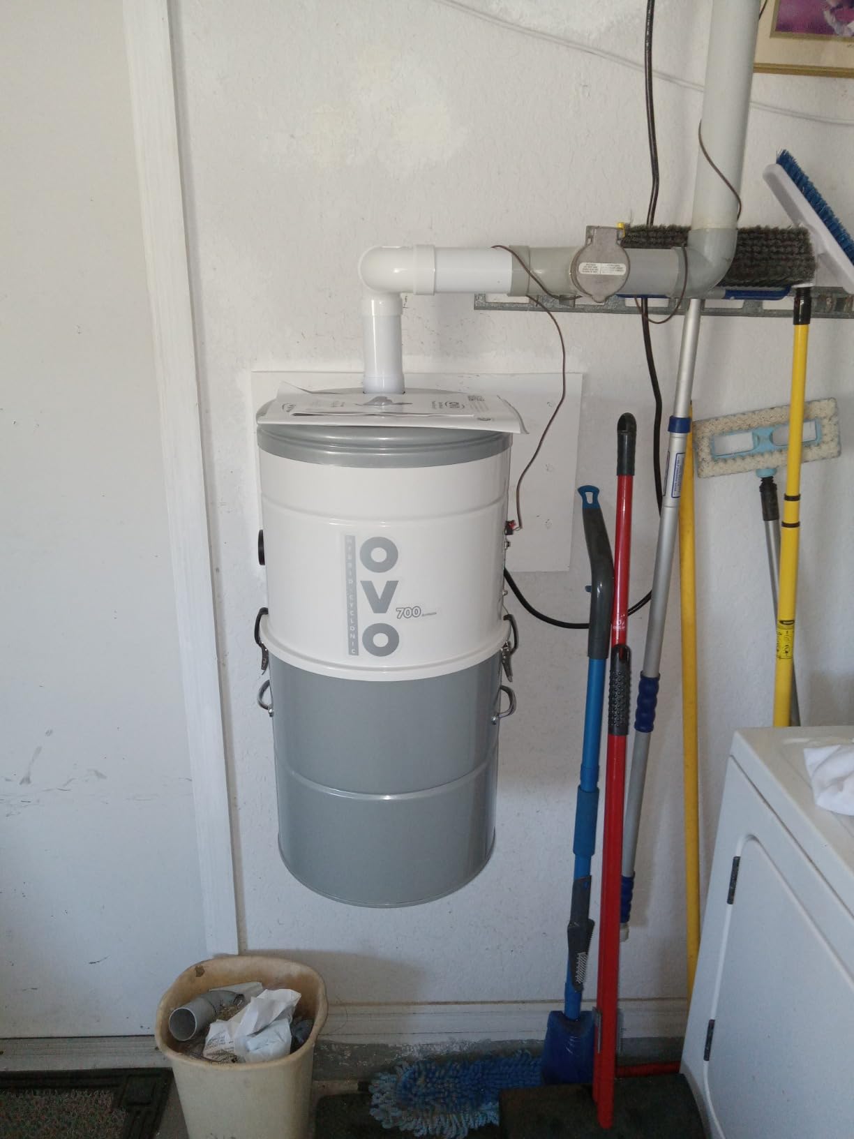 OVO Large and Powerful Central Vacuum System, 700 Airwatts Hybrid Filtration (with or Without Disposable Bags), Covers up to 7500 sq.ft, 6.6 Gal / 25L Bottom Load Rolled Steel Canister customer photo 1