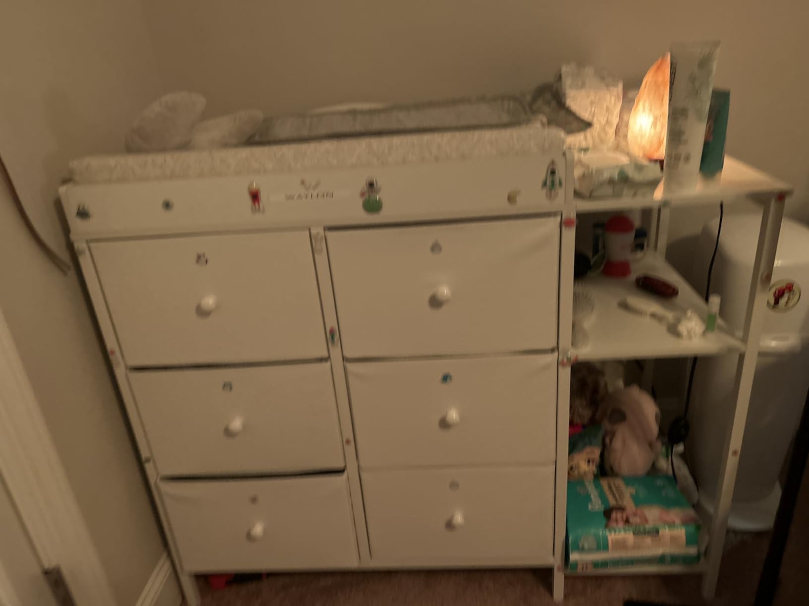 BOLUO Baby Dresser with Changing Table Top, Black 6 Fabric Drawers customer photo 2