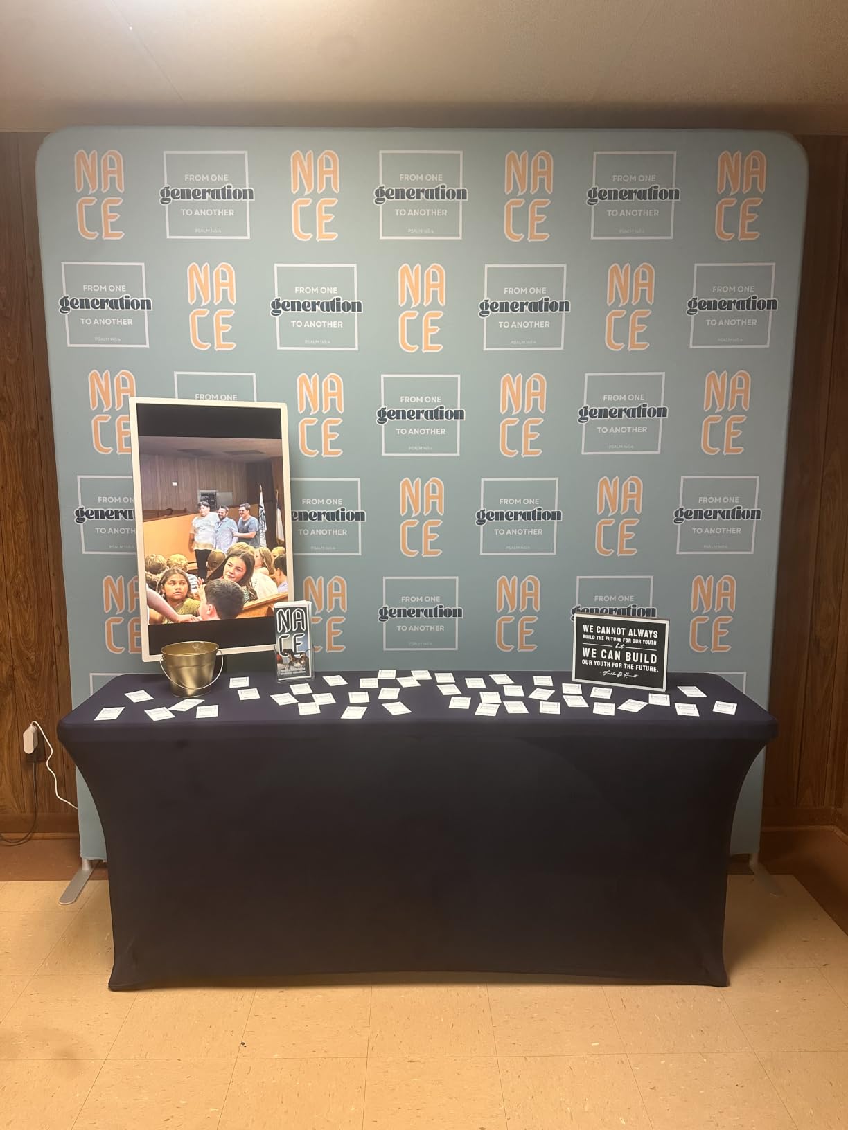 Custom Tension Fabric Banner with Stand Trade Show Backdrop Display | 7.5x7.5 FT HD Printing Customize Online, Large Portable Trade Show Booth Banner for Business Pop Up Display Aluminum Frame customer photo 2