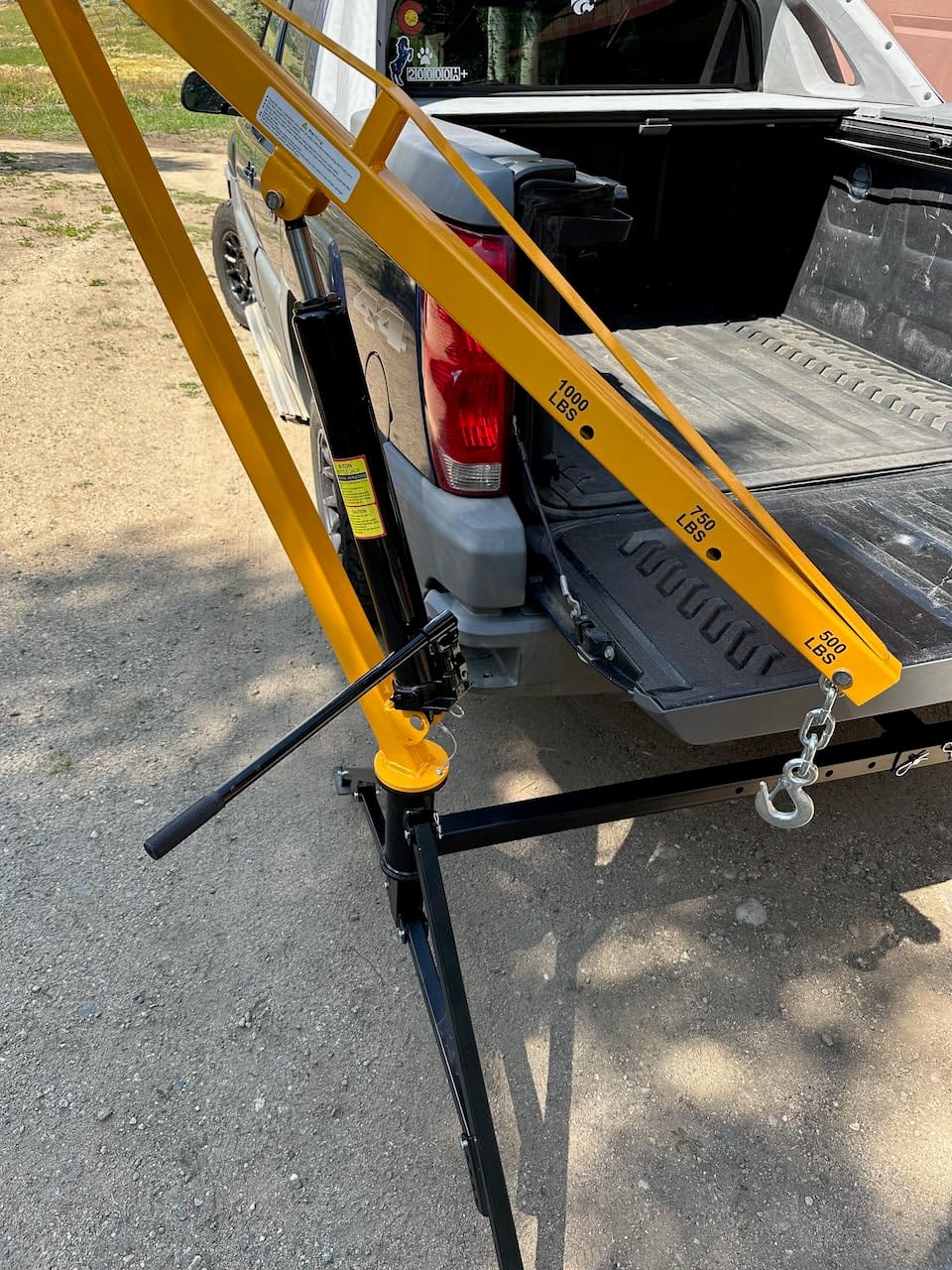 CAMMOO Truck Crane, 1000 lb Receiver Hitch Hydraulic 360 Swivel, Yellow | Receiver Hitch Mounted Truck Bed Crane With 3 Boom Positions, 500/750/1000 lb Capacity & 360 Swivel For Pickup Use customer photo 2