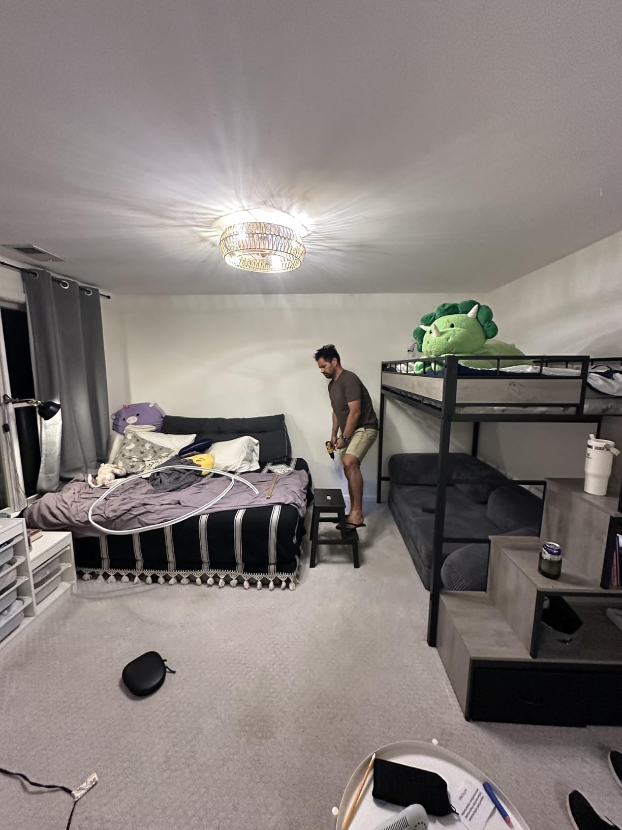 Twin Loft Bed with Stairs, Heavy Duty Metal with Storage, Black | Large Under-Bed Space, Storage Stairs, More Stable and Safe for Teens/Students, Space Saving for Apart/Dorm/Small Room customer photo 1