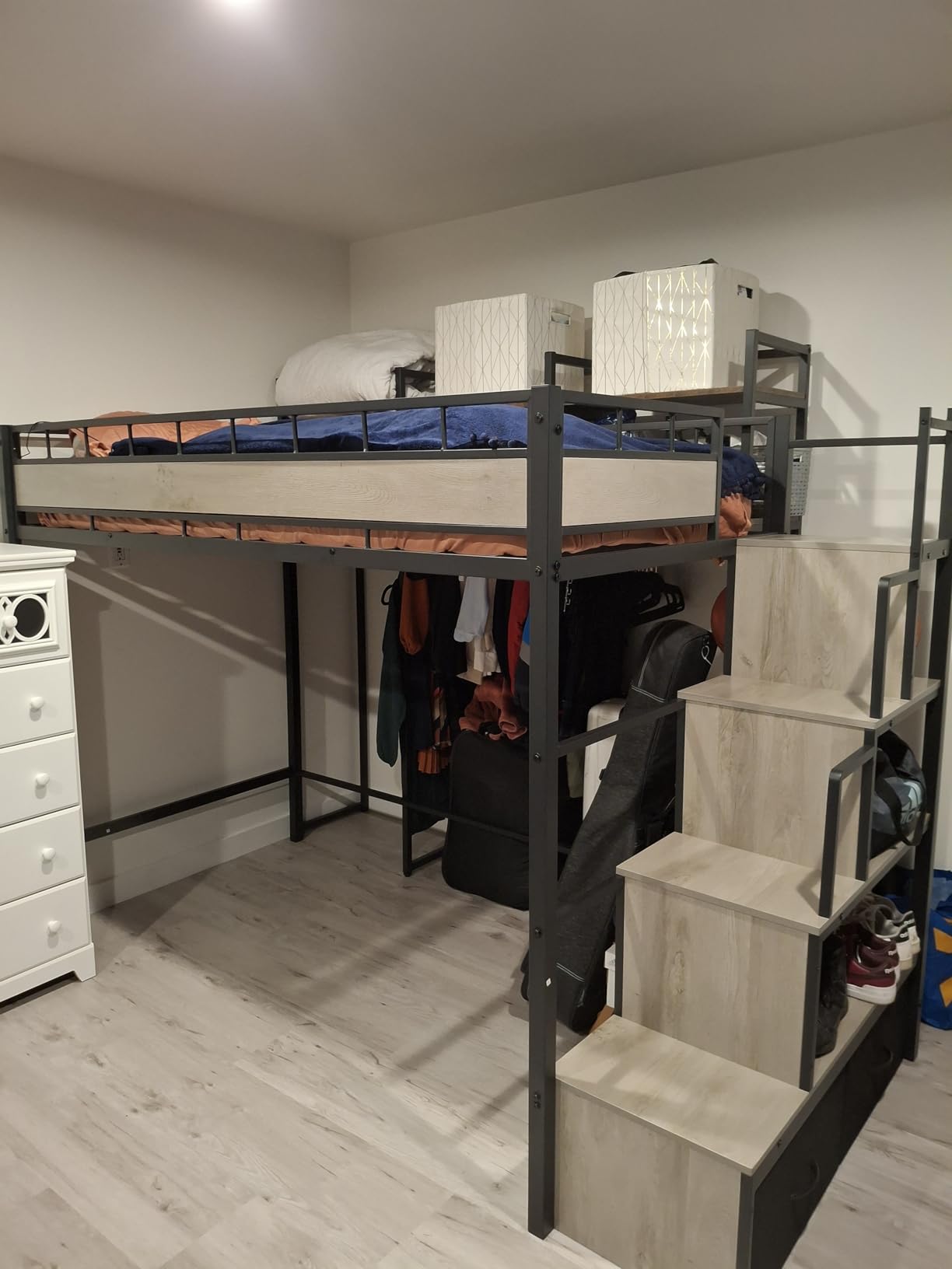 Twin Loft Bed with Stairs, Heavy Duty Metal with Storage, Black | Large Under-Bed Space, Storage Stairs, More Stable and Safe for Teens/Students, Space Saving for Apart/Dorm/Small Room customer photo 2