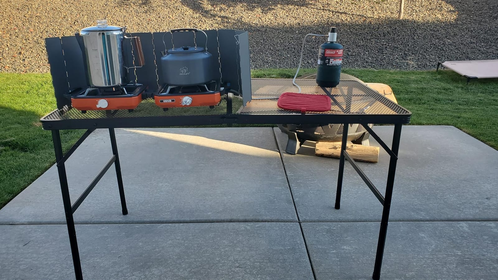ODSD 2 Burner Camping Stove with Windshield, 20000 BTU Propane Camp Stove, Portable Folding Gas Stove, Camping Essentials Gear Includes Frying Pan, Coffee Stand & Carry Bag, Green customer photo 1