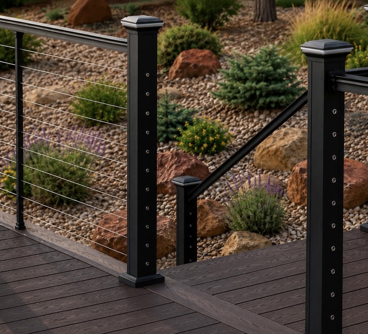Swageless 4FT-8FT Cable Railing Post Kits with Handrail, 36