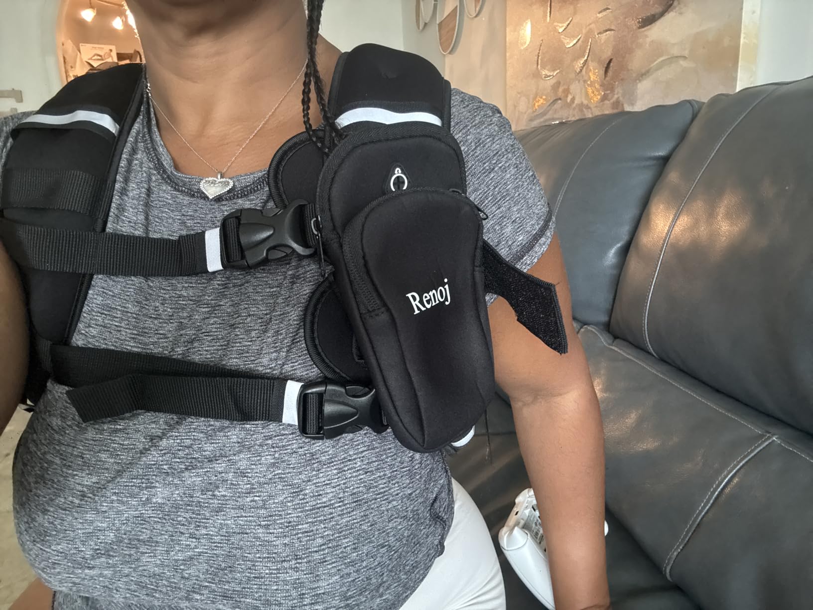 Renoj Weighted Vest for Women Men: Available in 6lb/8lb/10lb/11lb/12lb/14lb/16lb/20lb Fixed Weights for Walking, Running, Training, Exercise, Weight Loss - With Reflective Strips and Storage Pocket customer photo 1