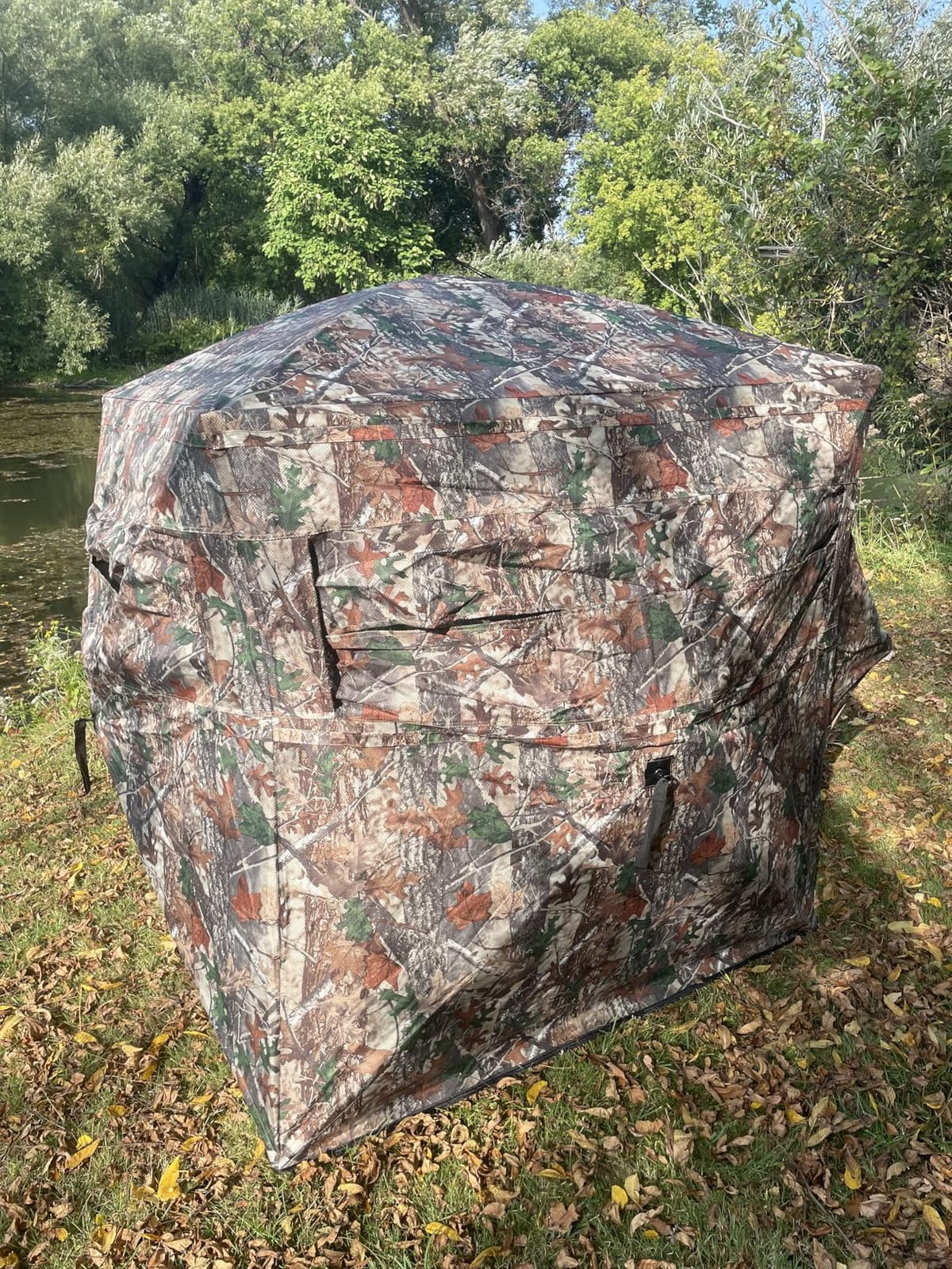 TLC Sport Hunting Blind, 360 Degree See Through Ground Blind for 2-4 Person | Pop-up Design, Silent Sliding Windows, Portable and Concealed, Camouflage Hunting Tent with Carrying bag customer photo 2