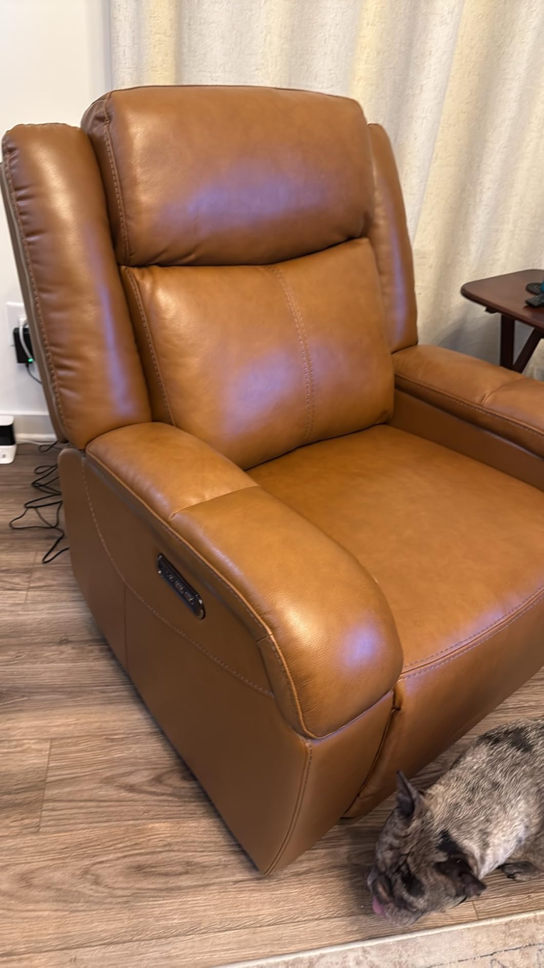 Watson & Whitely Genuine Leather Wall Hugger Power Recliner, Cafe | Recliner Chair for Adults, Power Headrest, USB/Type-C Charging Ports, Electric Reclining Sofa Chair for Living Room, RV customer photo 1