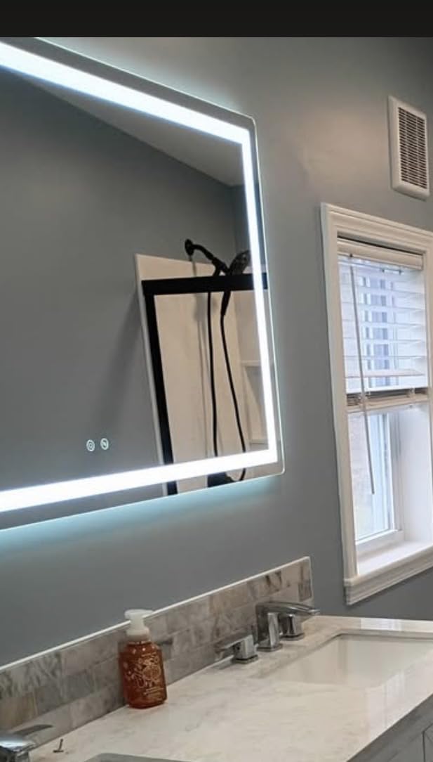 Delma 30x50 LED Bathroom Vanity Mirror with Lights, Anti-Fog, Dimmable | Front & Backlit with 3 Color Modes and Memory, 5mm Shatterproof Glass, Plug-in or Hardwired, Horizontal or Vertical customer photo 2
