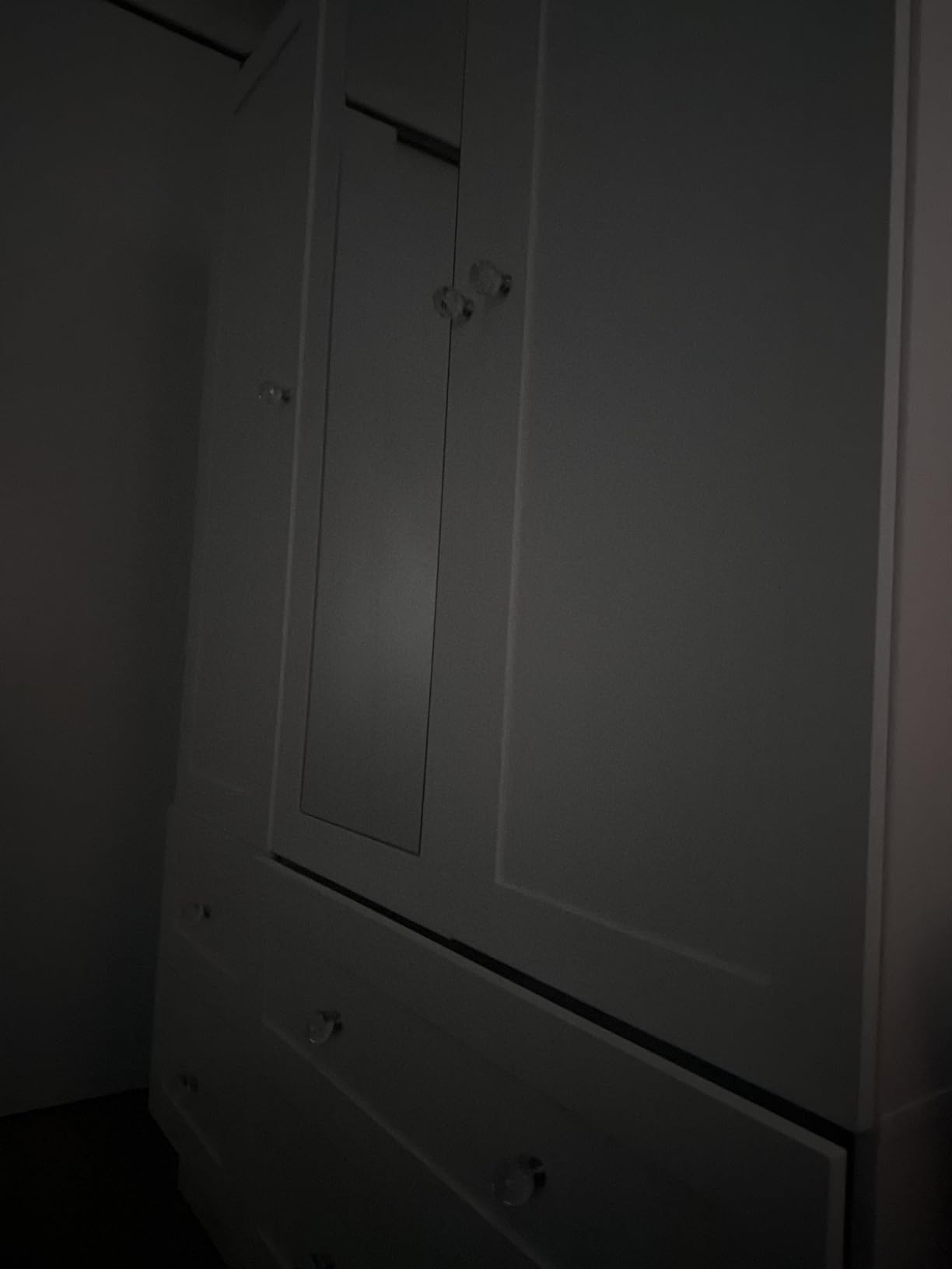 VOWNER Wardrobe Closet with 3 Doors Bedroom Armoire with Mirror & 4 Drawers | Large Capacity Storage Closet with LED Light and Hanging Rod for Bedroom, White 47