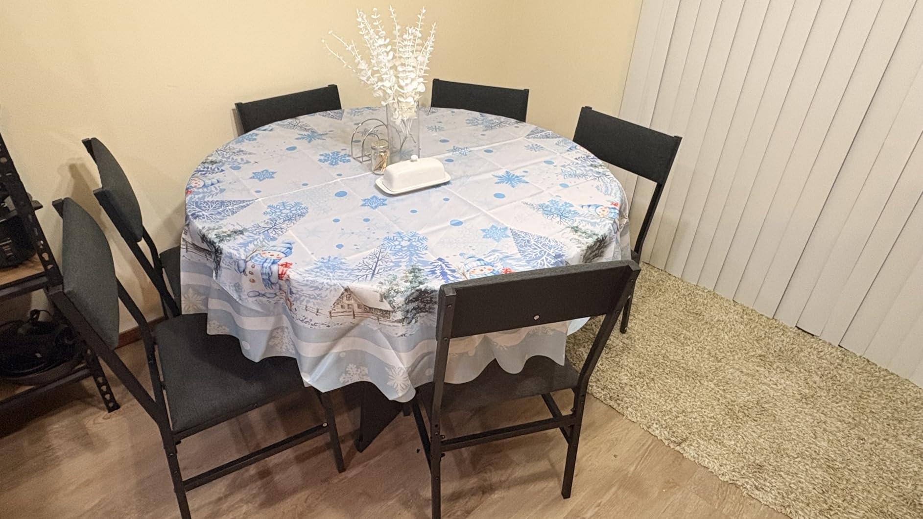 HUAHUU Round Dining Table Set for 6, 7-Piece Kitchen Table and Chairs for 6, 47'' Round Dining Room Table Set with 6 Chairs, Space Saving Dining Table with Wood Base for Kitchen, Living Room, Black customer photo 2