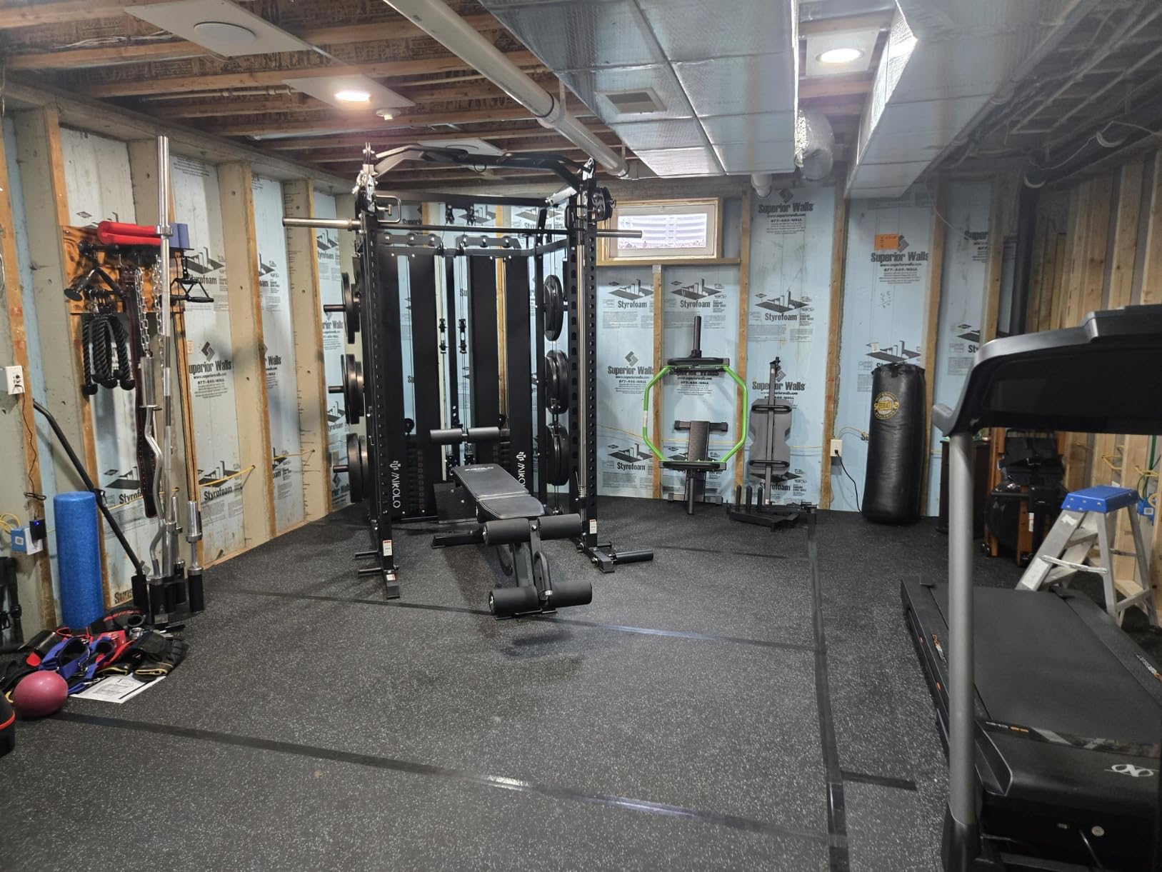 Mikolo Smith Machine with Weight Stack, Power Cage Home Gym System with LAT Pulldown & Cable Crossover, Multi-Functional Trainer with Dual Pulley System, Includes 10+ Free Attachments customer photo 1