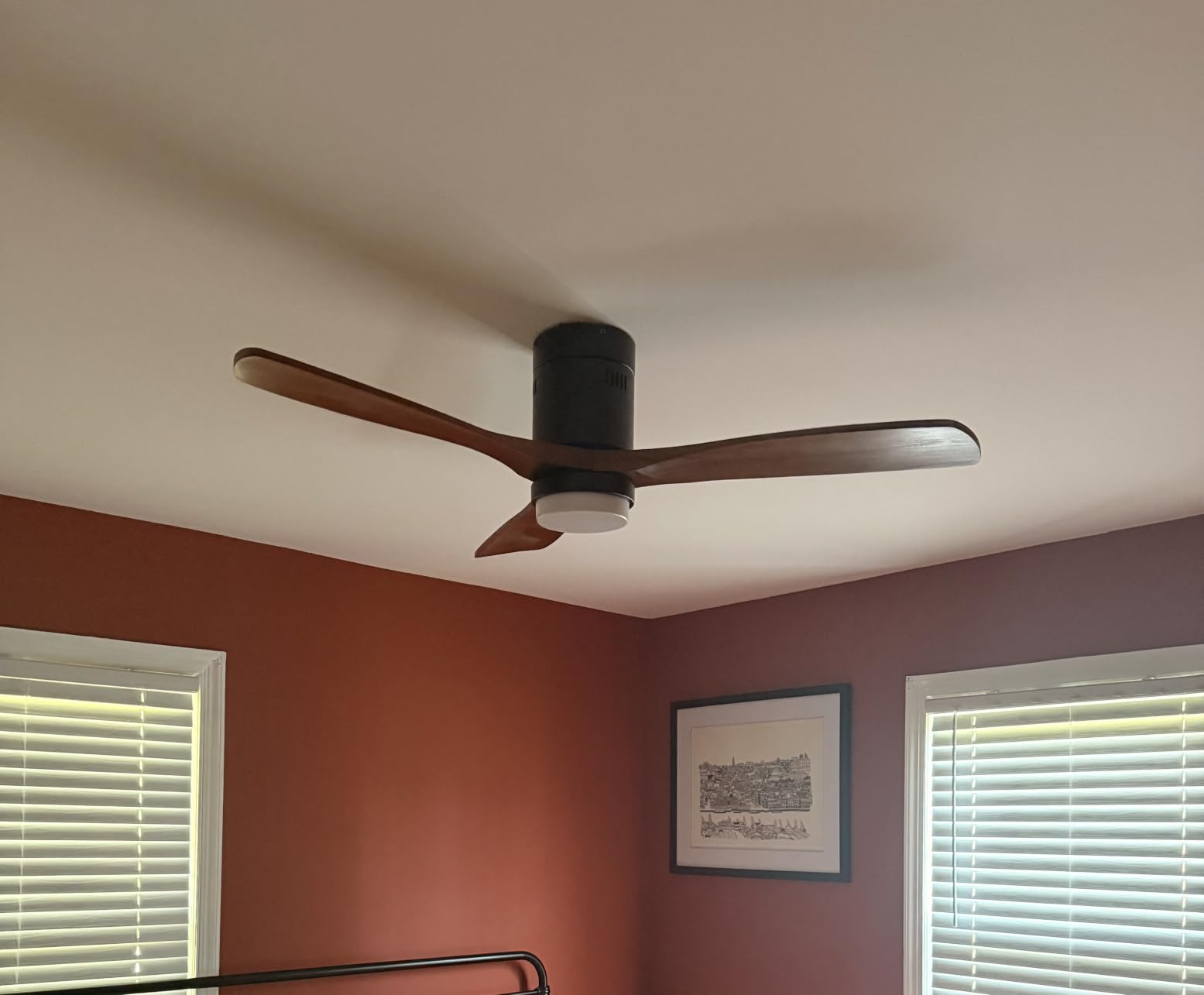 Sofucor 52 Inch Smart Ceiling Fans with Lights, Low Profile Flush Mount | Alexa/App/Remote Control, Quiet Reversible DC Motor, 3CCT Dimmable, Indoor/Outdoor/Bedroom/Living Room/Farmhouse, Brown customer photo 1