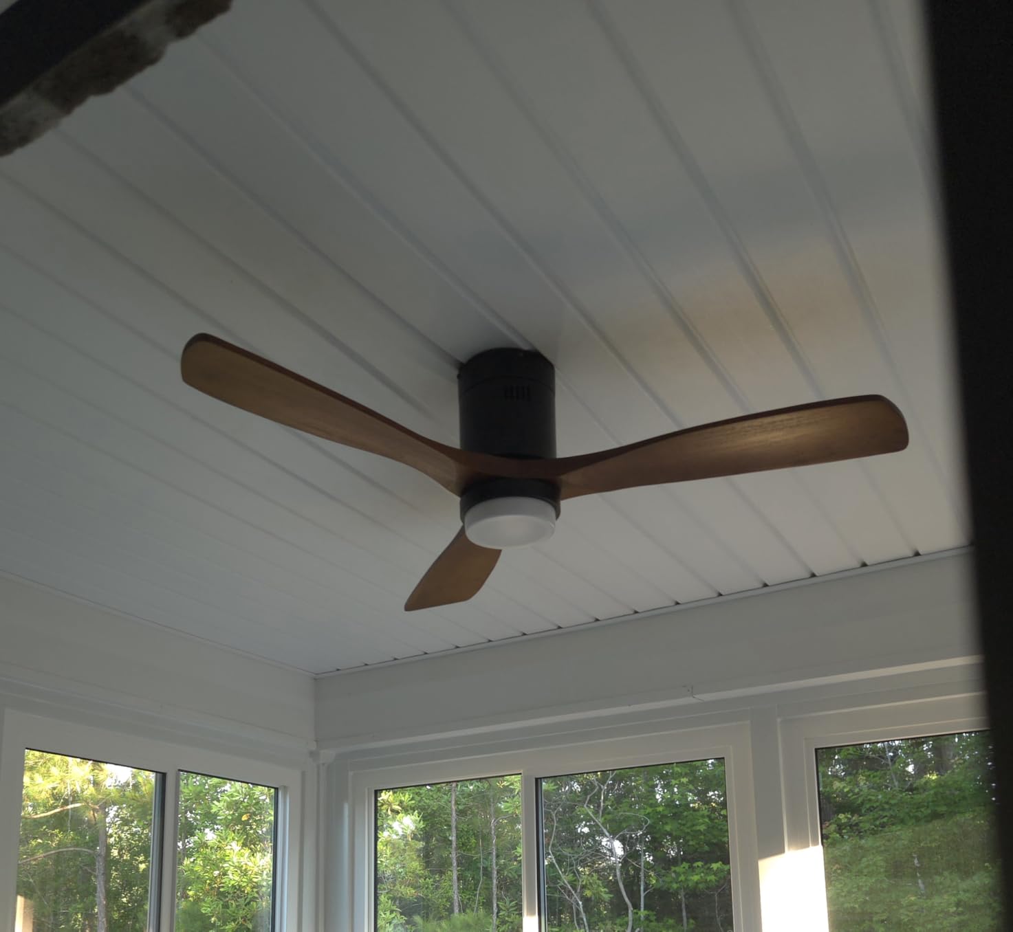 Sofucor 52 Inch Smart Ceiling Fans with Lights, Low Profile Flush Mount | Alexa/App/Remote Control, Quiet Reversible DC Motor, 3CCT Dimmable, Indoor/Outdoor/Bedroom/Living Room/Farmhouse, Brown customer photo 2