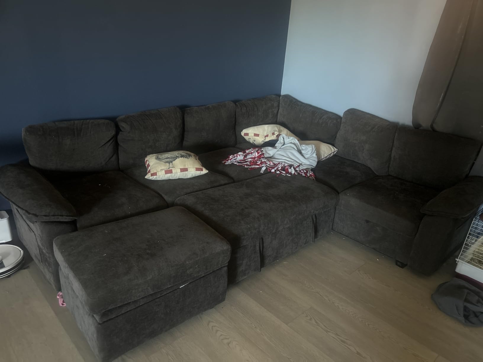 108'' Modular Sectional Sofa with Pull Out Bed, Sleeper Sofa, Dark Gray | U Shaped 7 Seat Sectional Couches for Living Room, Cloud Modular Couch with Storage, Pull Out Couch, Removable Sofa Cover customer photo 2