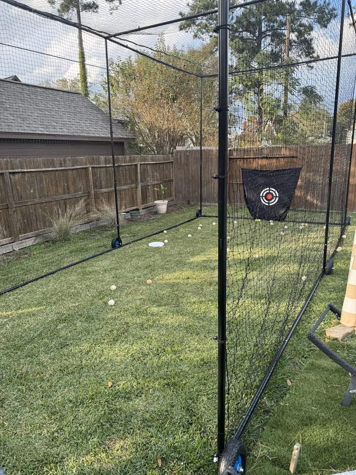 MR 24ft Mobile Baseball Batting Cage with Wheels, Portable Hitting Cage | Wheel-based portable batting cage for baseball & softball, fully enclosed design, heavy-duty net & frame customer photo 1