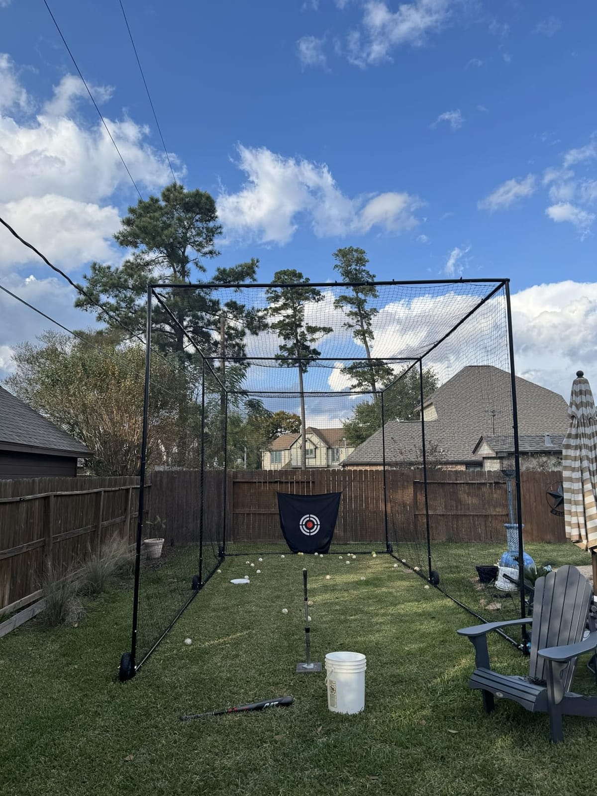 MR 24ft Mobile Baseball Batting Cage with Wheels, Portable Hitting Cage | Wheel-based portable batting cage for baseball & softball, fully enclosed design, heavy-duty net & frame customer photo 2