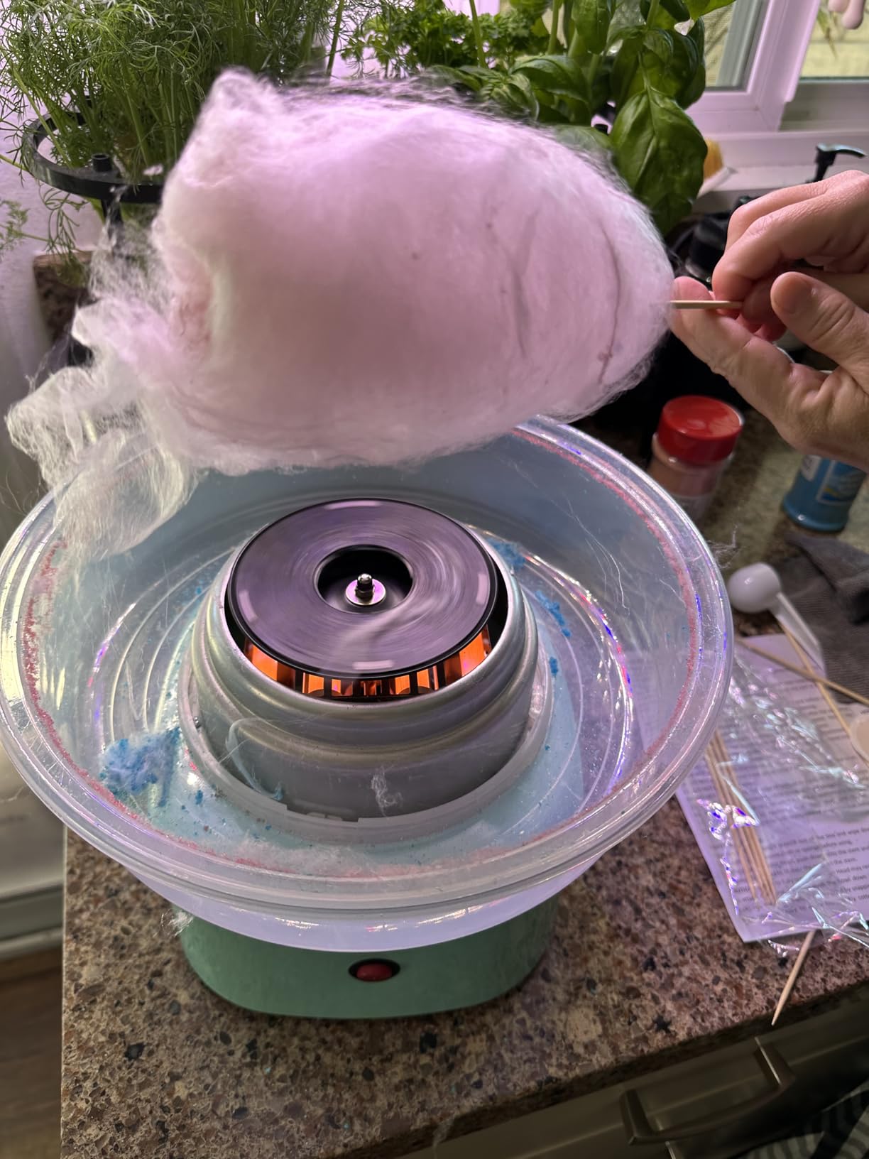 Cotton Candy Machine - Cotton Candy Machine Commercial w/ 15 inch Stainless Steel Bowl, Sugar Scoop, Cotton Candy Maker for Home, Party, 1000W Hard Candy Cotton Candy Maker for Birthday customer photo 1