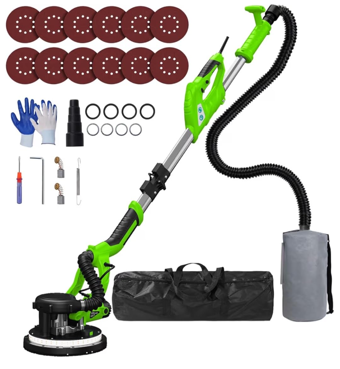 Drywall Sander, 2025 Upgraded 8-Amp Popcorn Ceiling Removal Tool, Blue | Drywall Sander with Vacuum Dust Collector, 7 Variable Speed 800-1800RPM, Extendable Handle, LED Light, 12pcs Sanding Discs customer photo 1