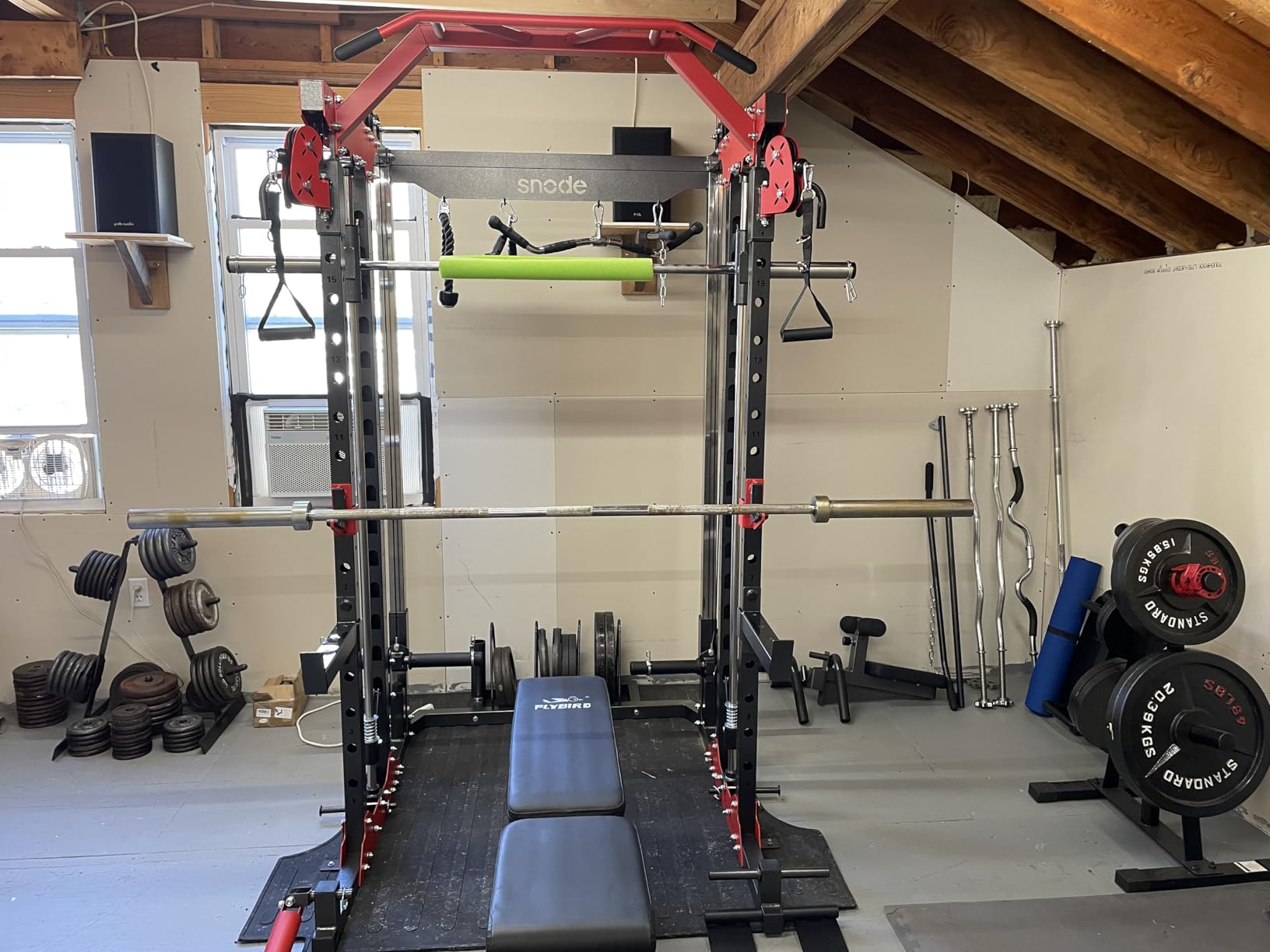 SNODE ALL10 All-in-One Smith Machine Home Gym, Multi-Functional Power Rack | 1:1 or 2:1 Pulley Ratio, Cable Crossover, Squat Rack with Leg Press, LAT Pull-Down Seat, 2000LB Weight Capacity customer photo 2