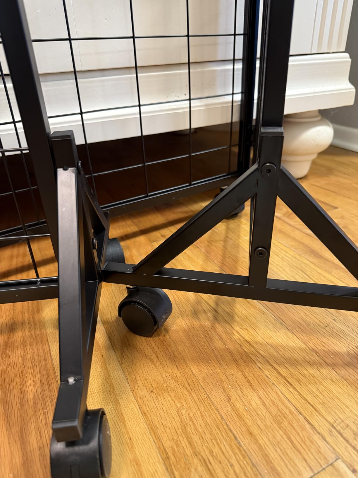 Foldable Grid Wall Panel, Gridwall Display Stand with Notice board | Movable Wheel Heavy Duty Sturdy Floorstanding Wire Grid Display Rack customer photo 2