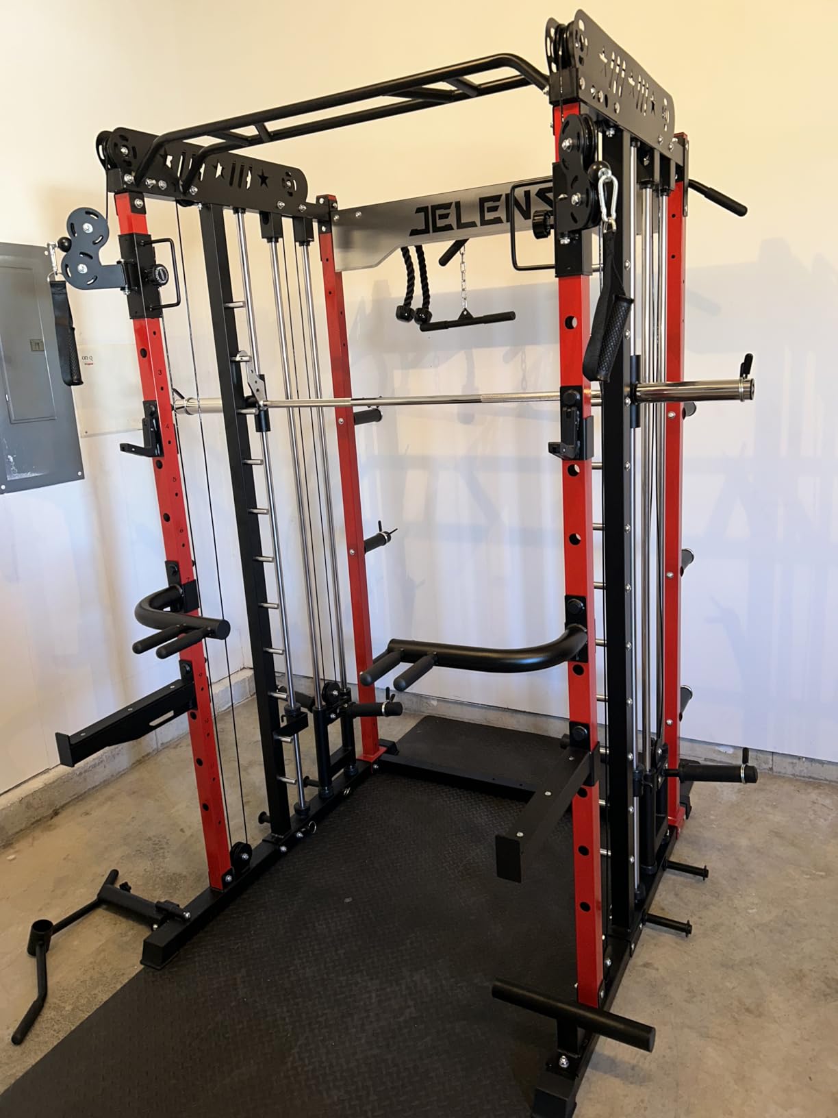 Smith Machine for Home Gym, Multi-Function M12 Power Cage with Cable Crossover System, Squat Rack with Smith Bar and More Attachment customer photo 2