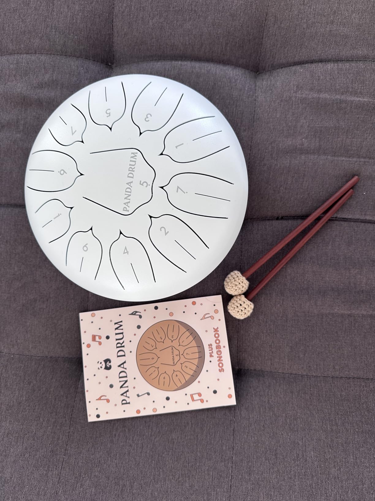 Panda Drum Plus (Sandstone) | Steel Tongue Drum | 11 Inch | Calming Handpan | with Music Book, Mallets, Carrying Bag & Finger Picks | 432 Hz Rain Drum | Calming Musical Instrument for Adults & Kids customer photo 2