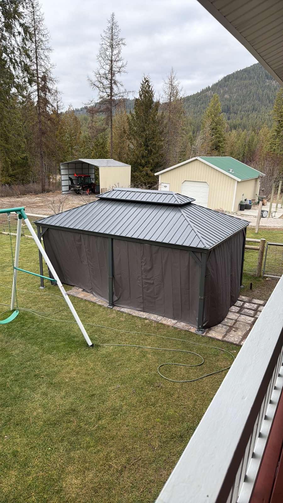 Outdoor Patio Metal Hardtop Gazebo 8x10FT Hard Top Pergola -Grey | with Curtains & Netting | Withstand 60 MPH Wind & 22 SPF Snow | Double Galvanized Steel Roof | All Year Round customer photo 2