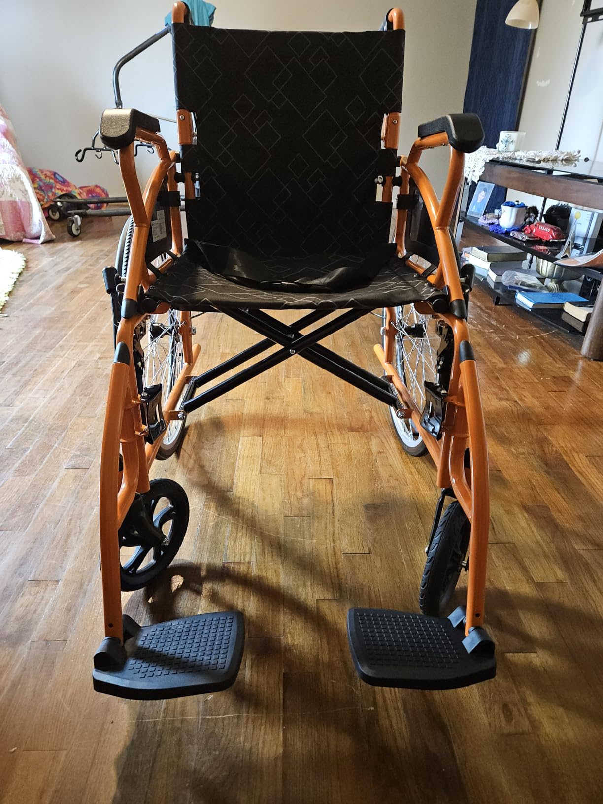 VOCIC U31 Lightweight Folding Wheelchair for Adults, Self Propelled | Portable Wheelchair for Seniors with Flip-Back Arm Double-Brake Design with 23.7-Inch Large Rear Orange customer photo 1