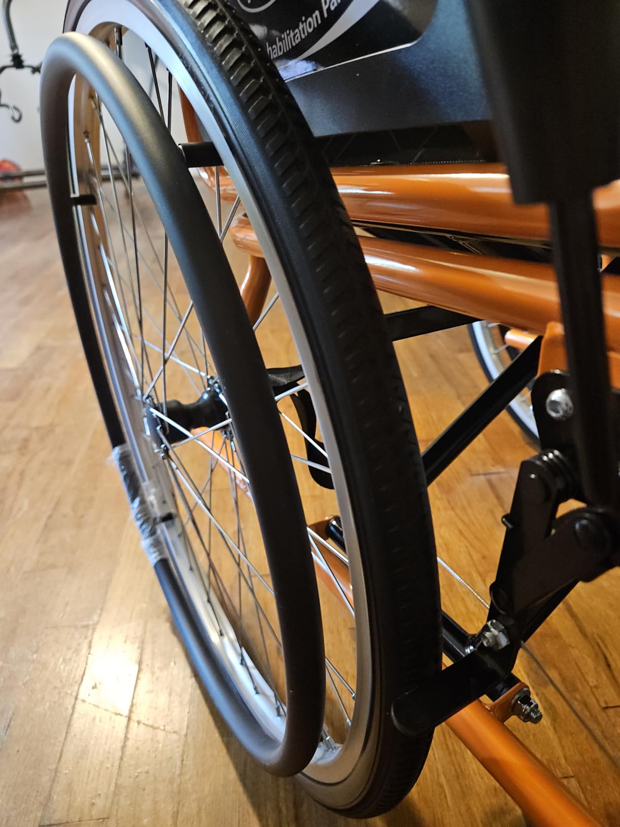 VOCIC U31 Lightweight Folding Wheelchair for Adults, Self Propelled | Portable Wheelchair for Seniors with Flip-Back Arm Double-Brake Design with 23.7-Inch Large Rear Orange customer photo 2