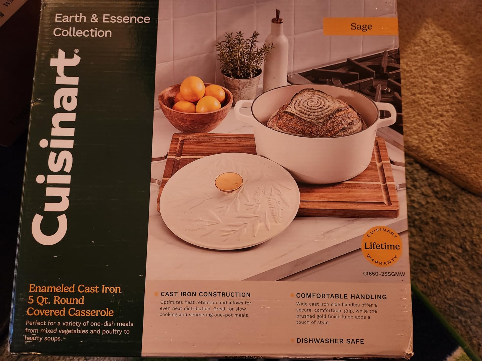 Cuisinart 5-Qt Enameled Cast Iron Dutch Oven with Lid, Earth & Essence Collection, Rosemary & Thyme Lid customer photo 2