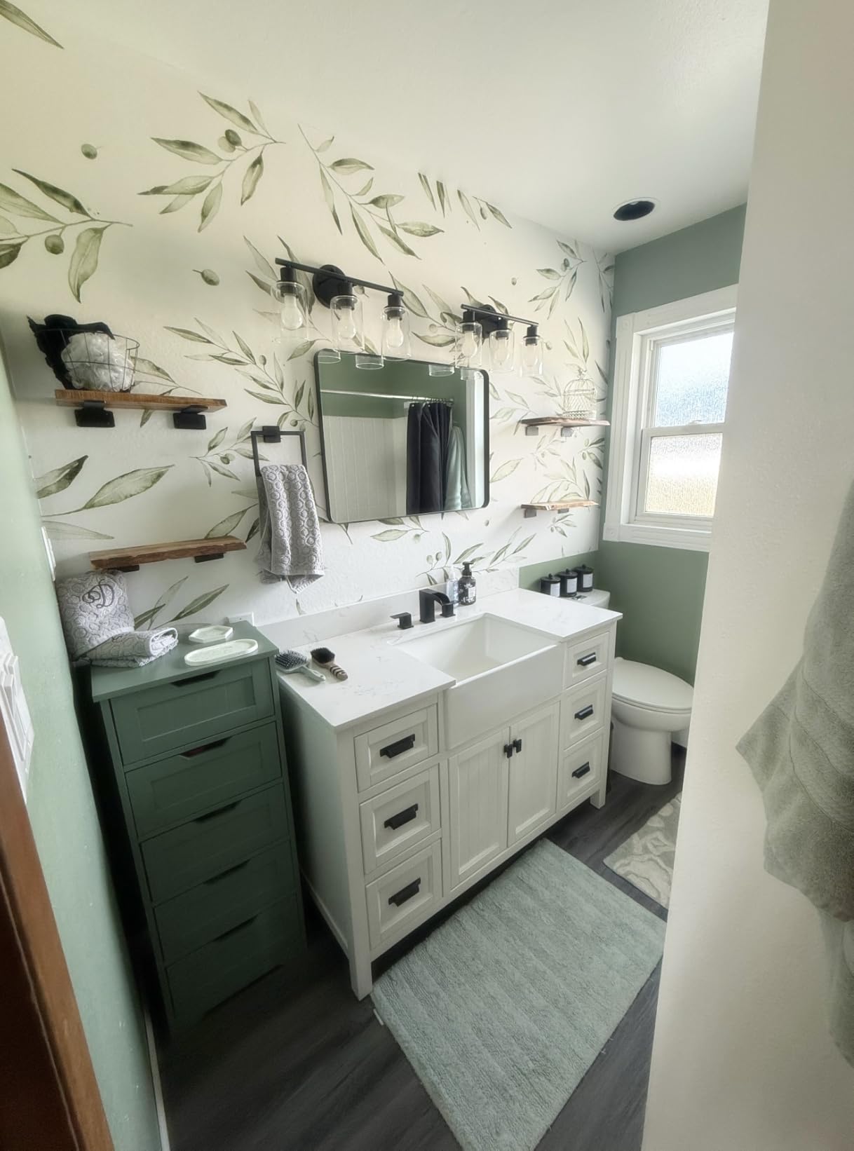 42 Inch Bathroom Vanity with Sink, Steel Blue | Solid Wood Fully Assembled Bathroom Vanities with 2 Soft Closing Doors, 3 Dovetail Drawers, Quartz Top & Backsplash customer photo 2