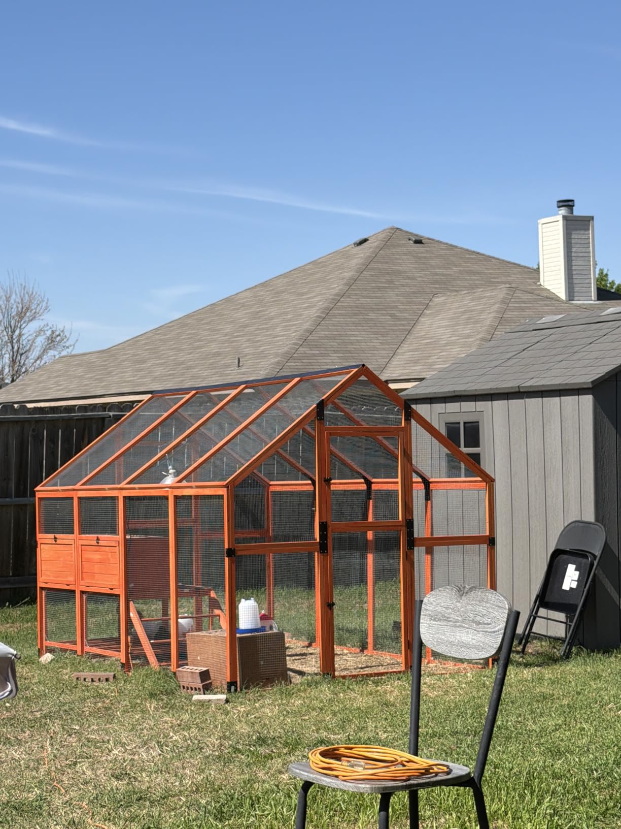 COZIWOW Chicken Coop with Full Waterproof Cover, 9' Extra Large House, Gray | Wooden walk-in poultry run for 10-15 chickens, Features 4 nesting boxes & roosting bars, Ideal for outdoor backyard or farm customer photo 2
