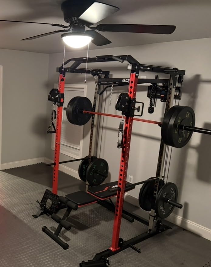 DP01 Power Cage, 2000LBS Squat Rack with Cable Crossover and Dual Independent Pulley System, Full Cage for Full Body Training, Power Rack with More Training Attachments for Home Gym customer photo 2
