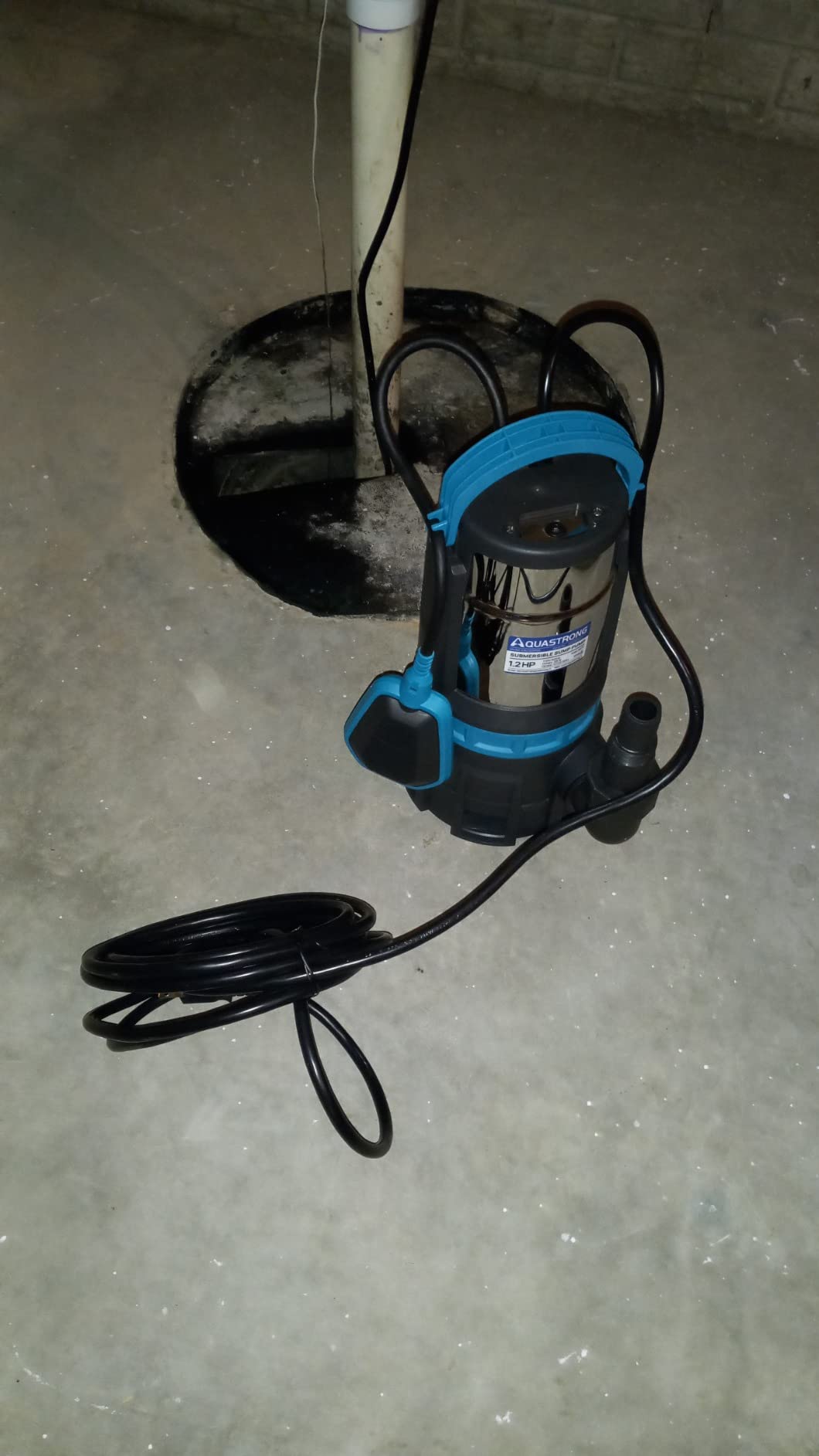 Aquastrong 1 HP Sewage Grinder Pump, 115V 4200 GPH Sewage/Effluent Pump | Sewage Pump 2 inch Discharge, Cast Iron Sump Pump Submersible with Auto Float Switch for Basement Sump Basin and Sewage Well customer photo 2