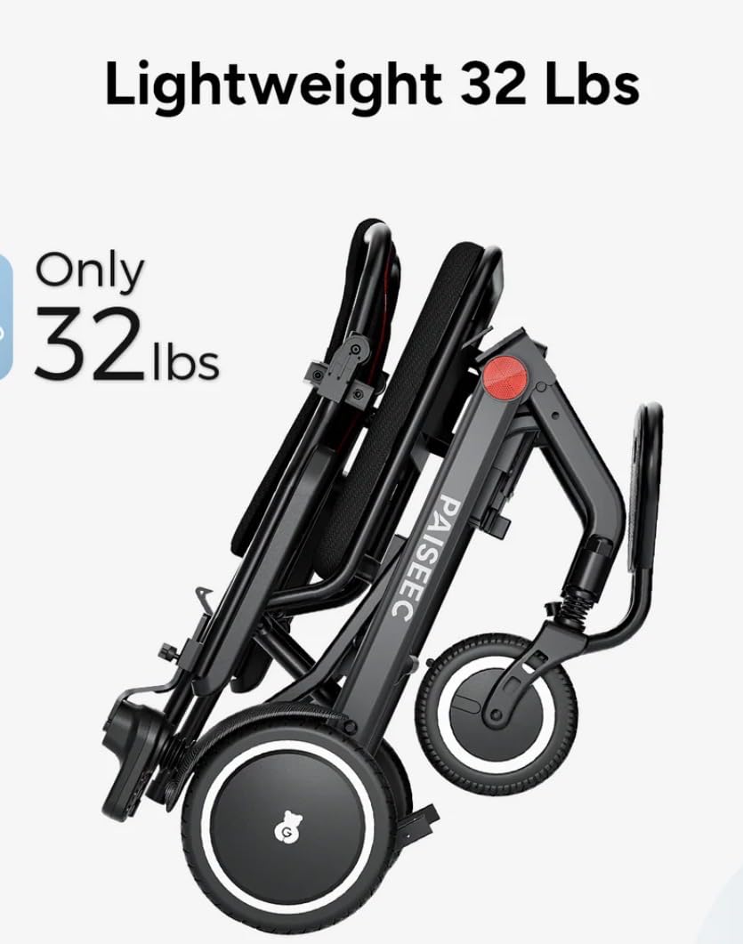 Paiseec Lightweight Folding Electric Wheelchair for Adults, Only 32 lbs | Portable Electric Wheelchair Foldable, Power Wheelchair Lightweight, Airline Approved for Travel, Outdoor & Indoor customer photo 1