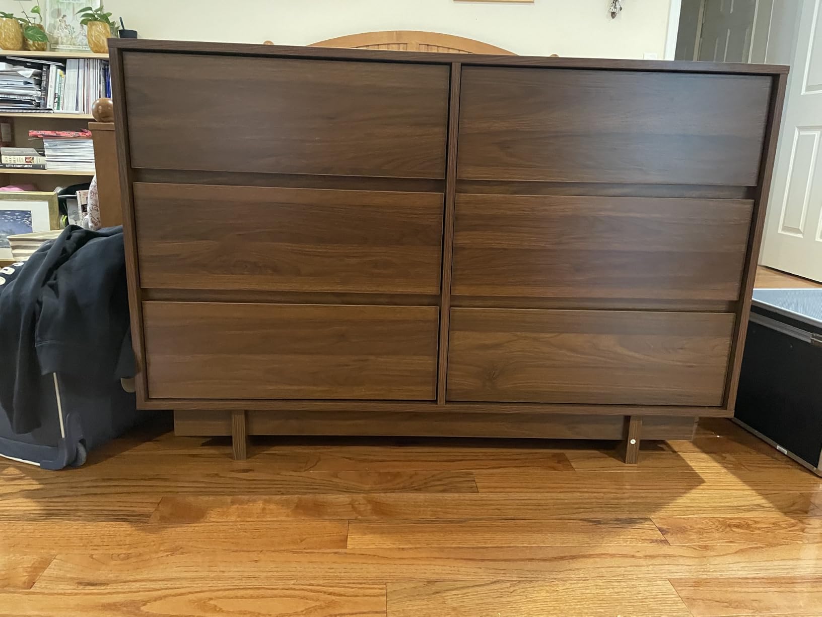 HOUROM Walnut Dresser for Bedroom, 59in Modern 9 Drawer Chest of Drawers | 59 inch wide walnut dresser with 9 spacious drawers, minimalist linear design and sturdy base.storage for bedroom & hallway customer photo 2