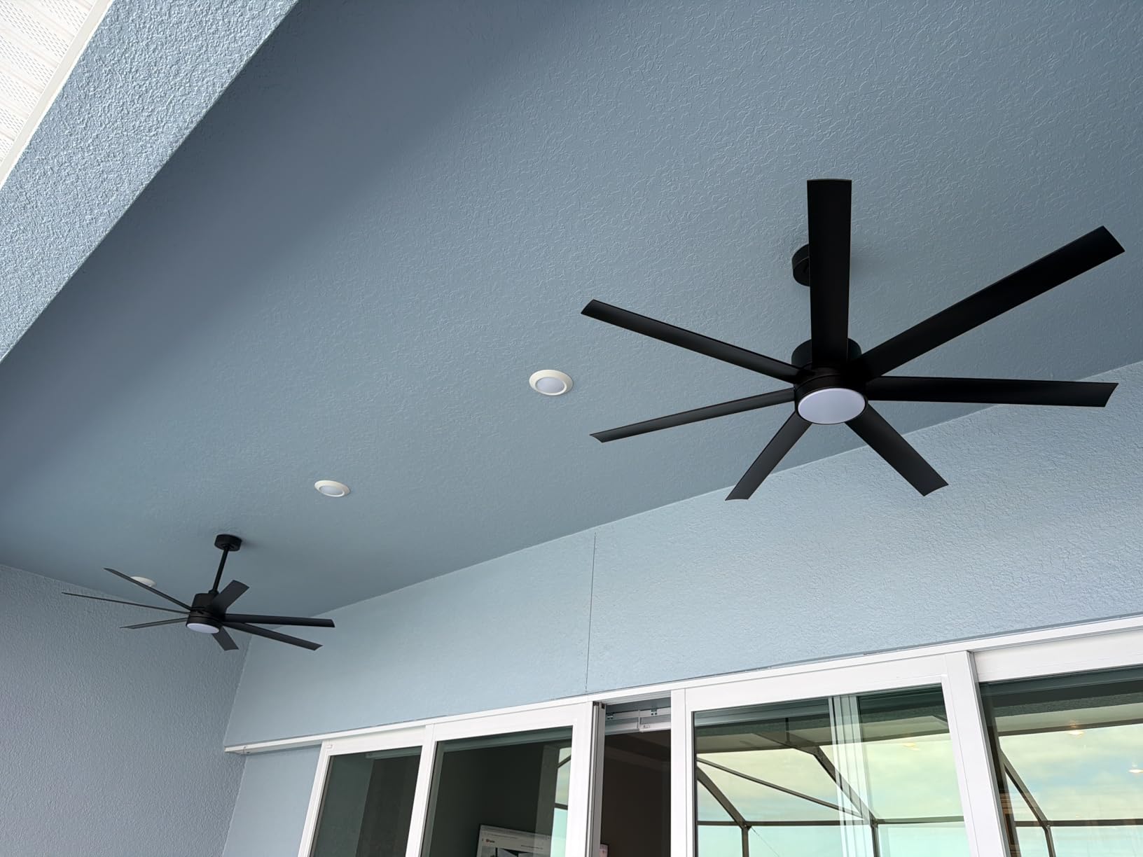 56'' Wet-Rated Outdoor Ceiling Fan with Lights for Patios, High CFM, Black, All Weather Waterproof, Remote, 7 UV Coating Blades, Quiet Energy-Saving DC Motor, Dimmable 3CCT, for Indoor Exterior Gazebo customer photo 2