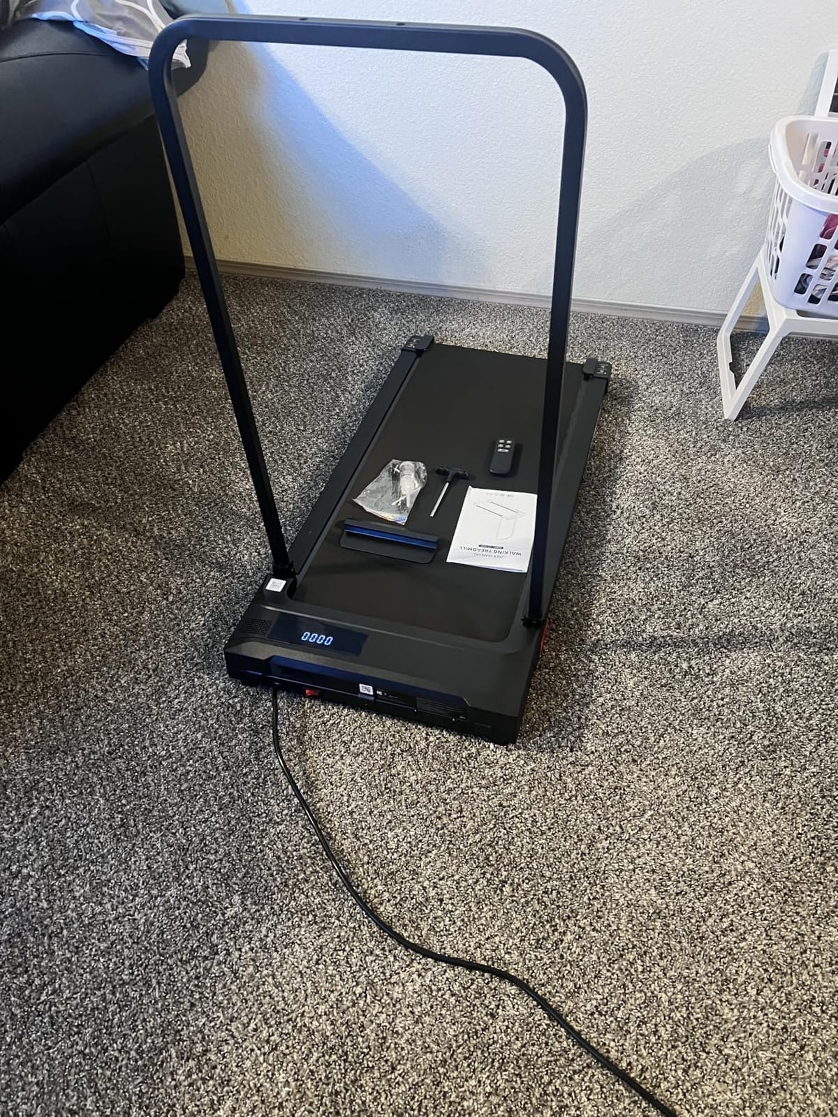 Walking Pad Treadmill for Home - Folding Treadmills with Handle Bar Portable Compact Fold up Indoor Foldable Handles Electric Walk Pads Small Spaces Mini Running Quiet Under Bed Office customer photo 2