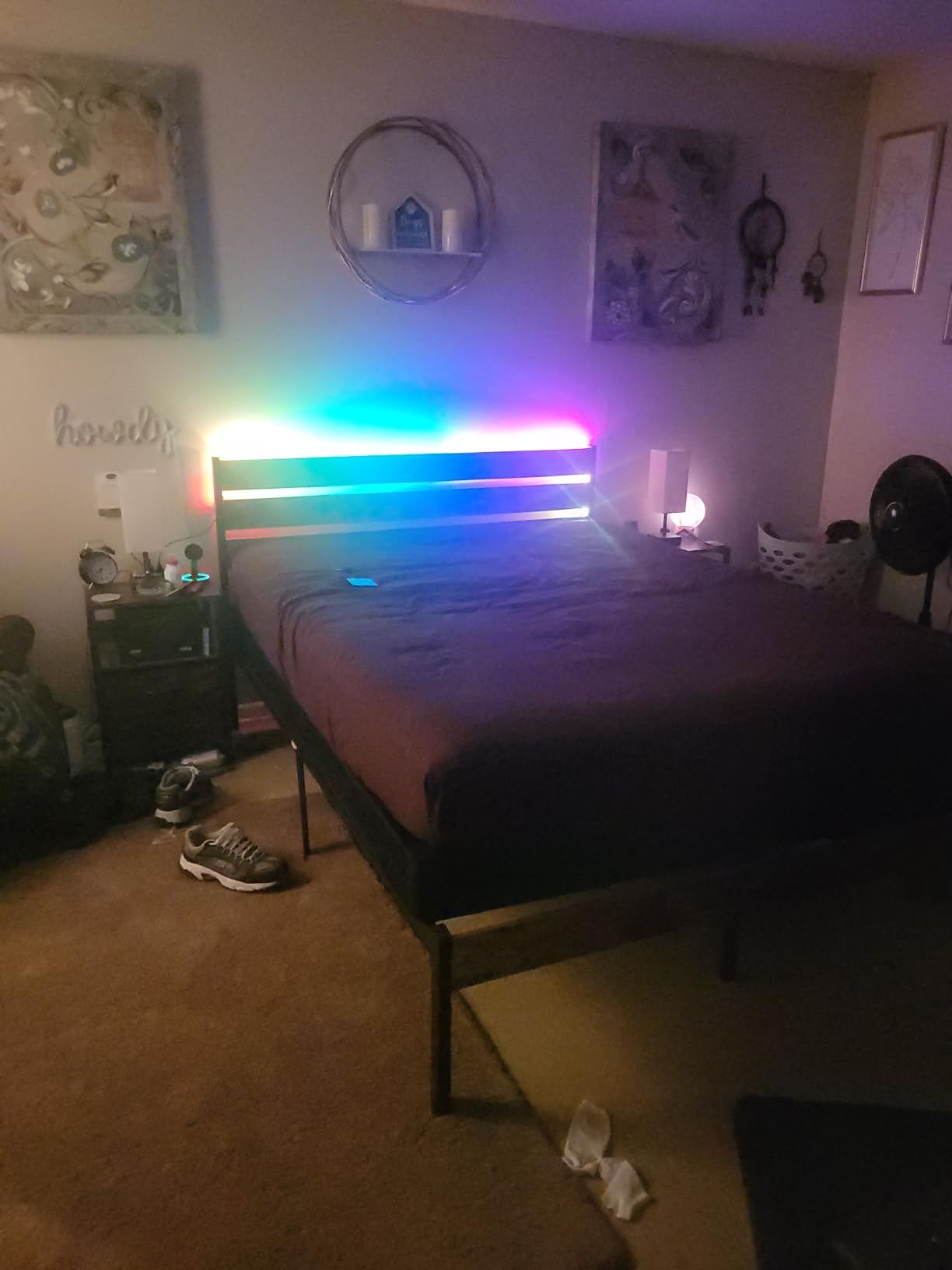 Fluest Queen Bed with Headboard and Footboard, with Under Bed Storage, All-Metal Support System, No Box Spring Needed, Easy Assembly, Retro Brown customer photo 2