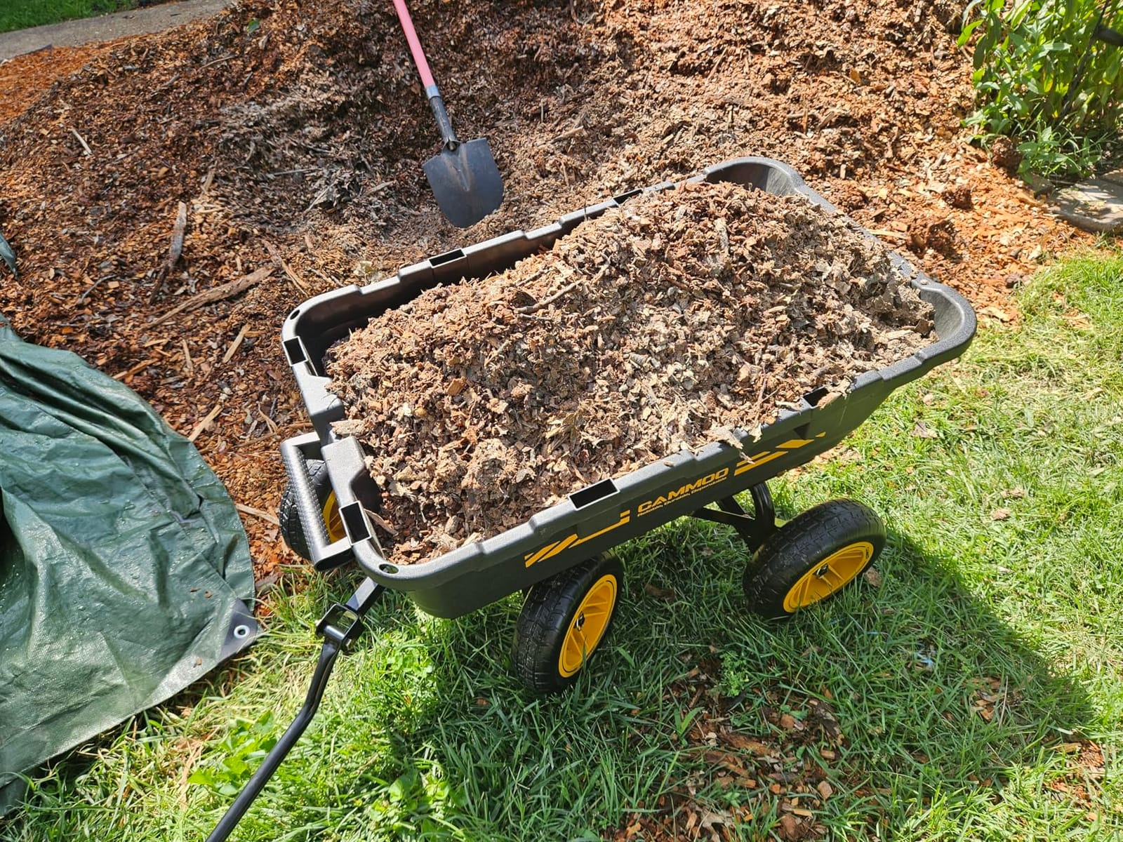 CAMMOO 10-in NO-Flat Tires 900lb Garden Dump Cart Wheelbarrow Garden Wagon | Black Garden Cart DIY Expandable Bed Holds over 4 Cu.Ft. Quick-Release Dumping Virgin Polypropylene-Not Recycled Material customer photo 2
