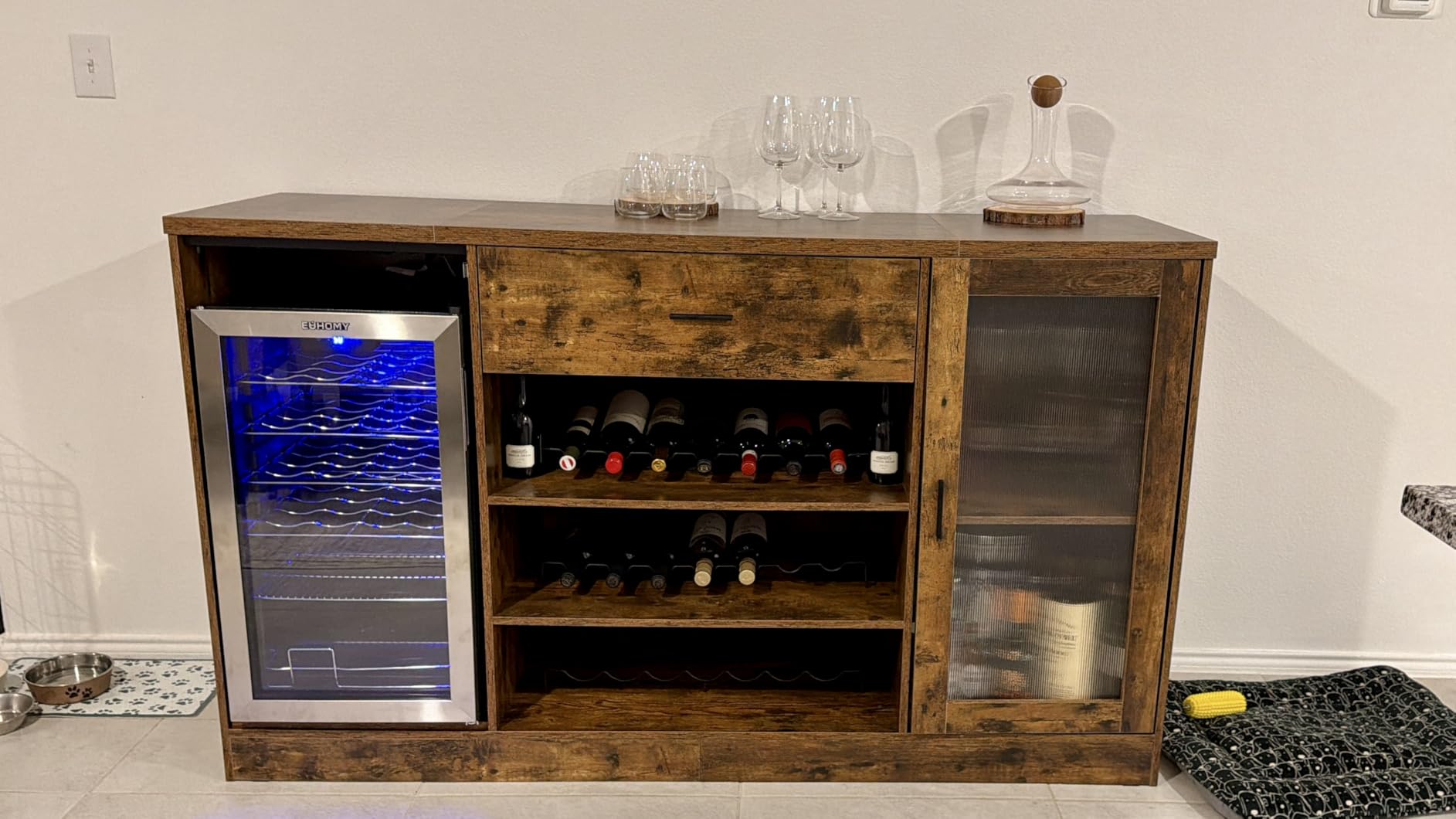 EUHOMY 25 bottle Wine Cooler Refrigerator, Freestanding Compressor Wine Fridge with Adjustable Temperature and Digital Control, Mini Fridge with Glass Door for Red White Wine, Beer, Black customer photo 2