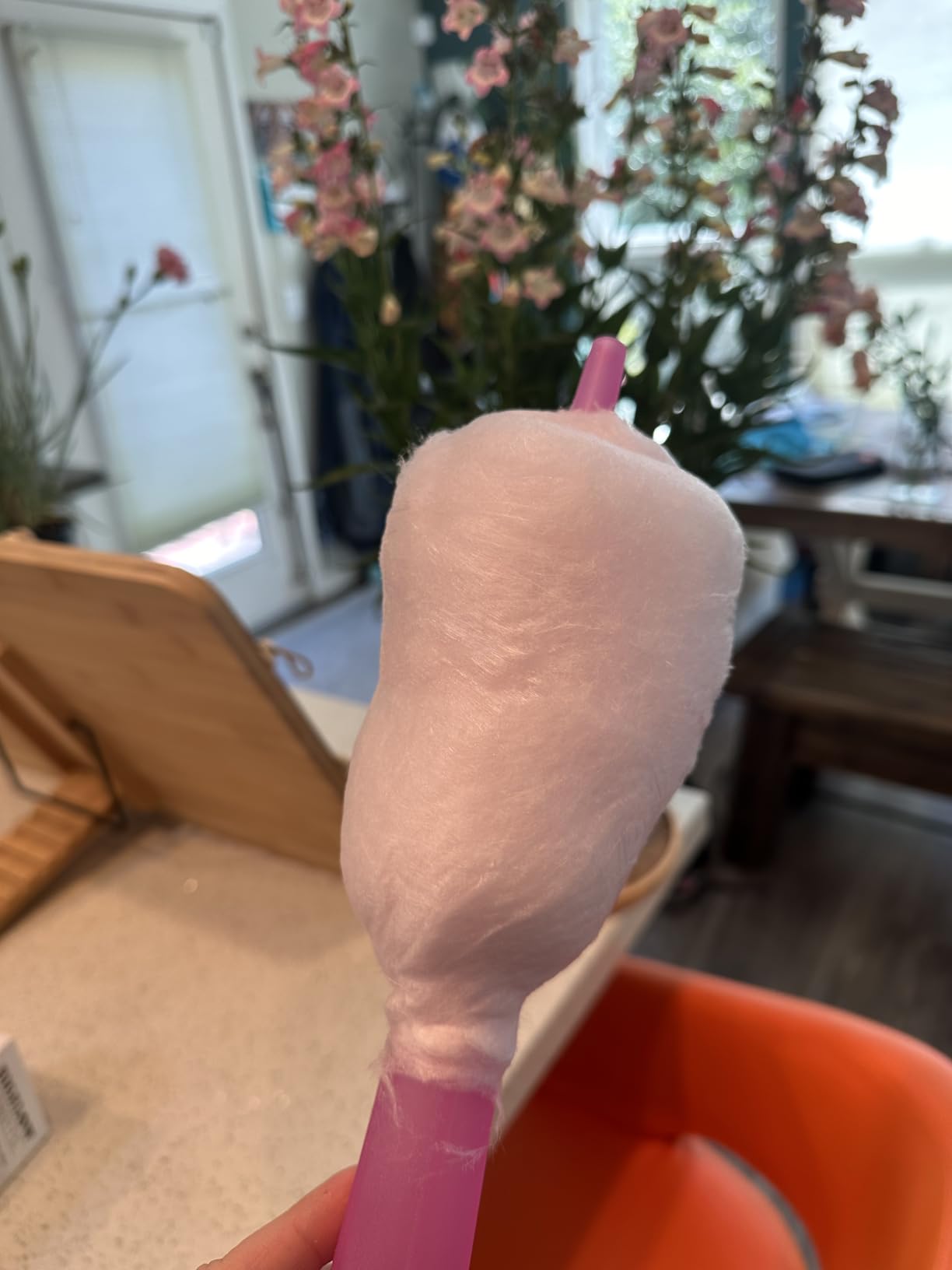 Nostalgia Countertop Cotton Candy Machine - Use Normal or Sugar-Free Candy or Flossing Sugar - Includes 2 Reusable Cones and Measuring Scoop - Pink customer photo 1
