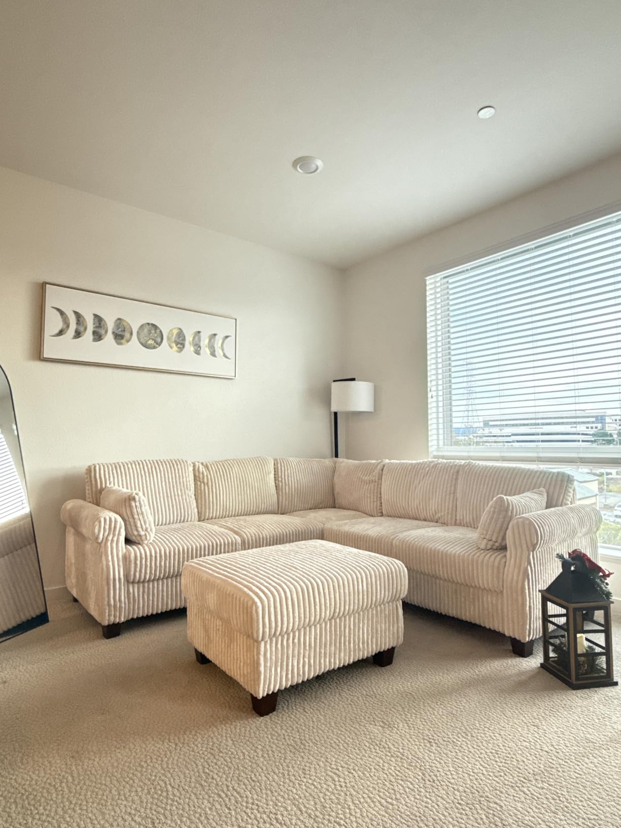 6 Seater 91'' Modular Sectional Sofa with Storage, Corduroy Beige customer photo 1