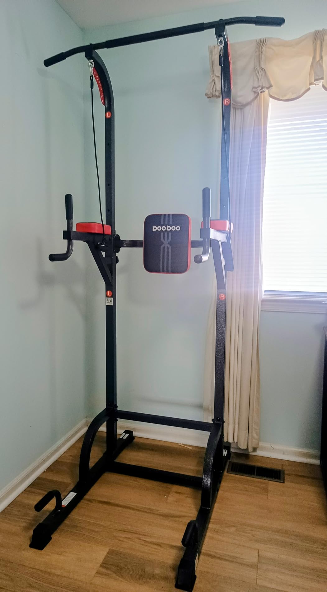 Pull Up Bar Power Tower Dip Station, 450LB Adjustable Home Gym Equipment | 11-height adjustment supports pull ups, dips, knee raises, push ups and versatile full-body strength training customer photo 1