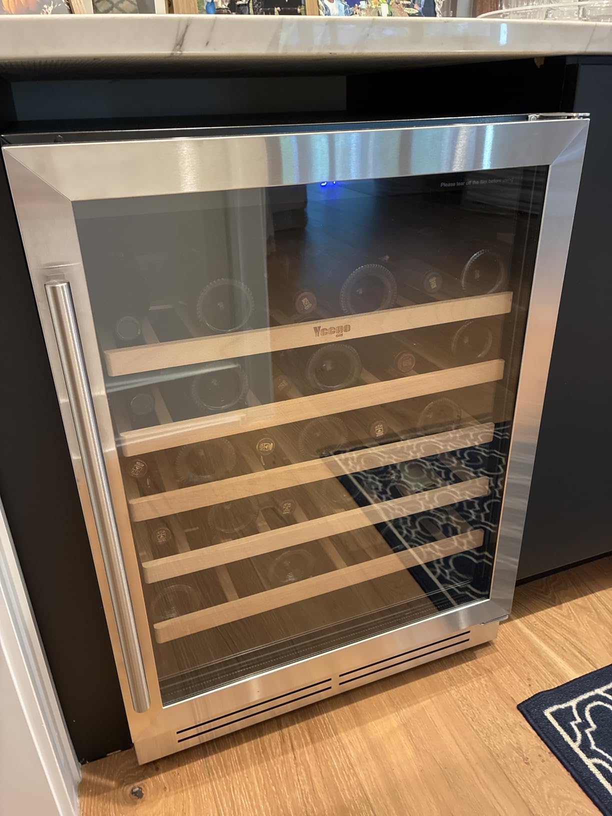 Yeego 24 Inch Dual Zone Wine Fridge with 52 Bottle | Built-In or Freestanding Wine Cooler Refrigerator with Glass Door customer photo 2